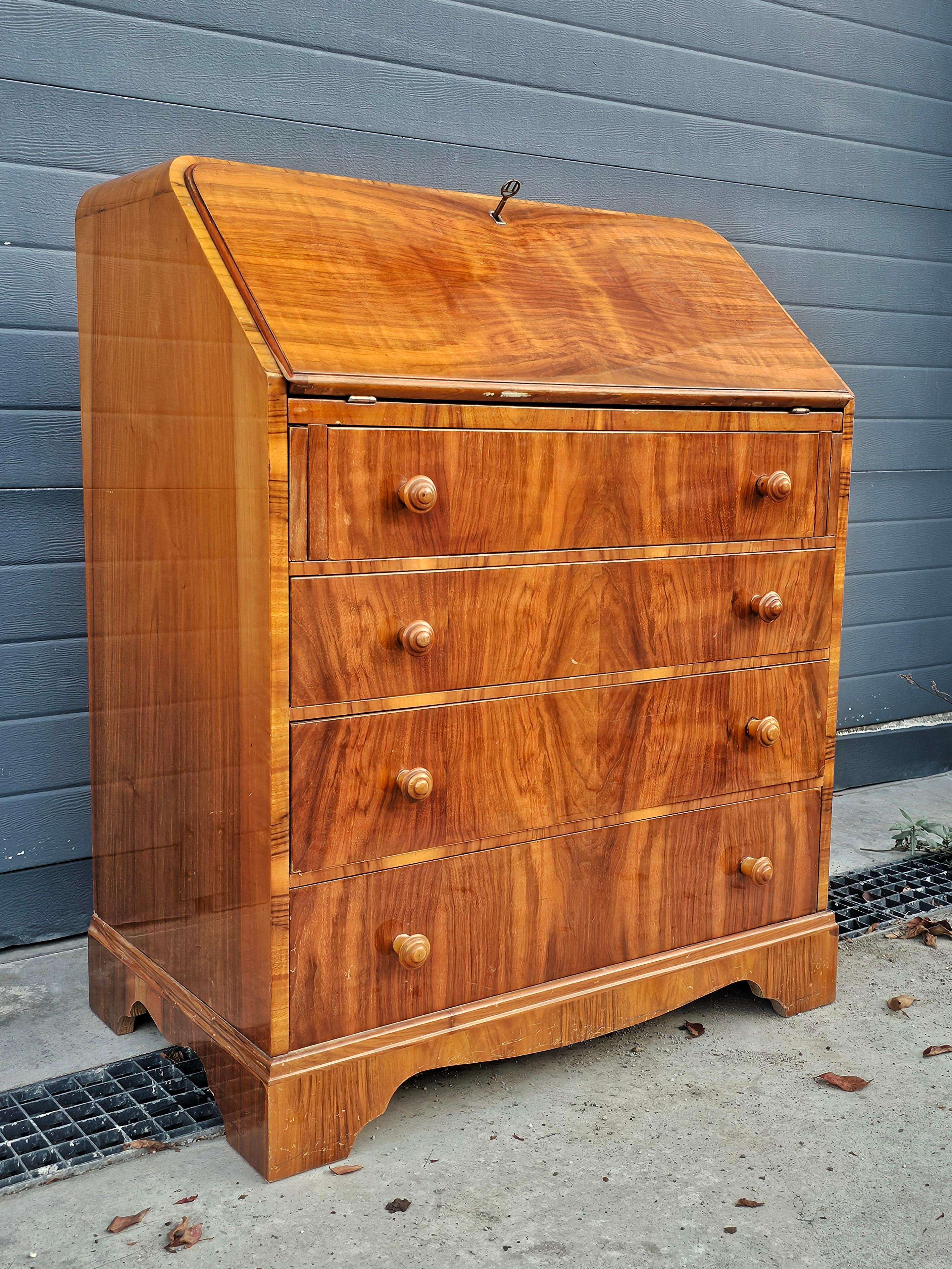 Noce Secretaire o Bureau in noce Art Déco con 4 cassetti, Germania 1930 in vendita