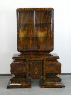 Art-déco-Schrank aus Nussbaumholz, Vintage