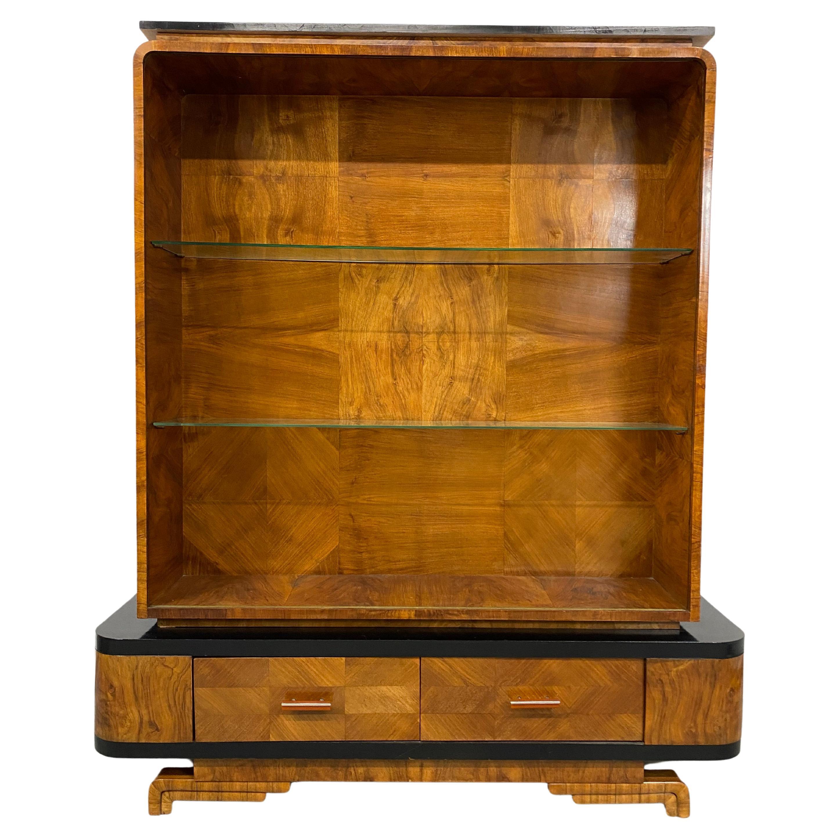 Art Deco Walnut Showcase For Sale