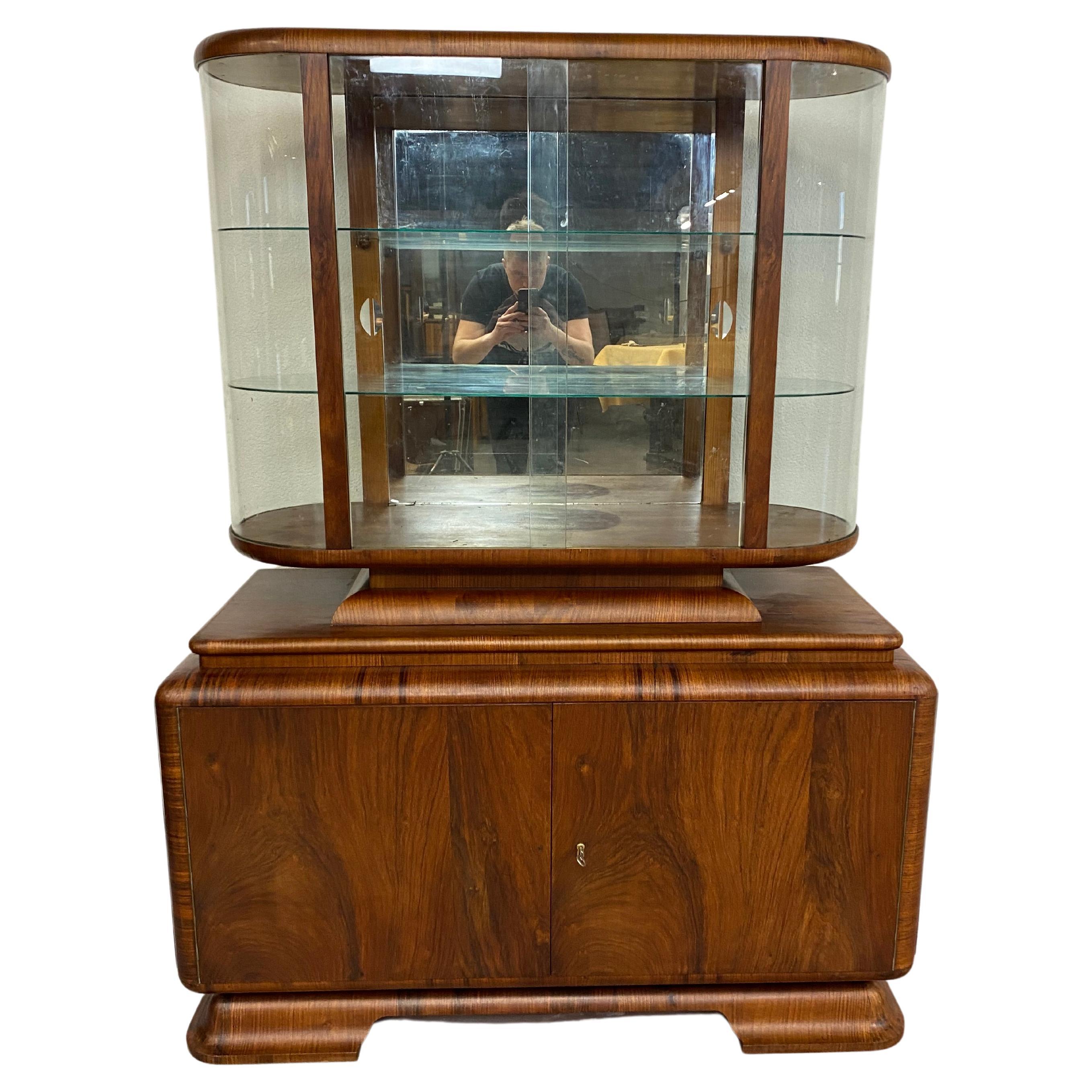 Art Deco Walnut Showcase For Sale