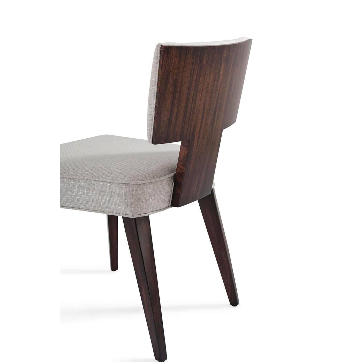 Contemporary Art Deco Walnut Side Chair For Sale