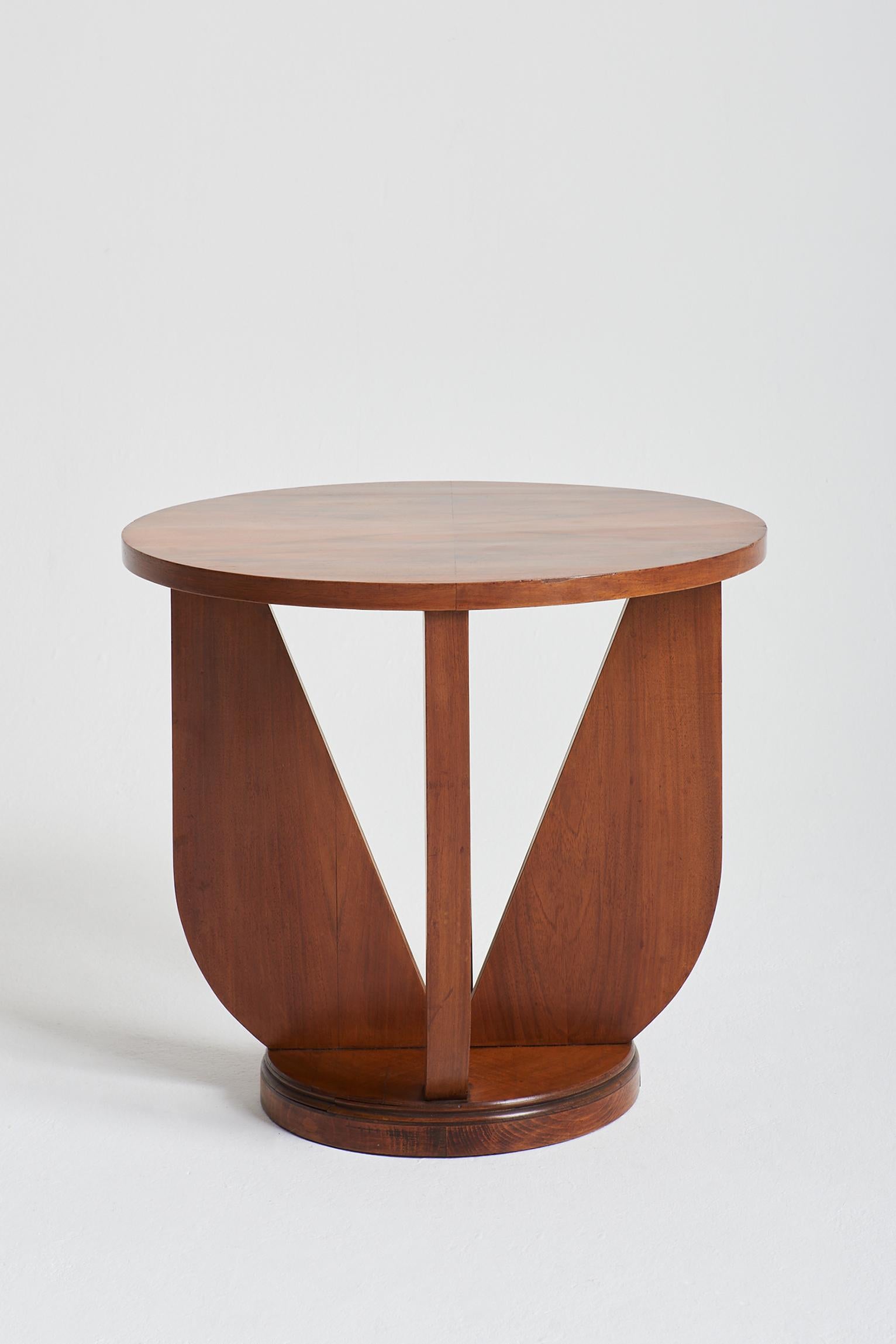 French Art Deco Walnut Side Table
