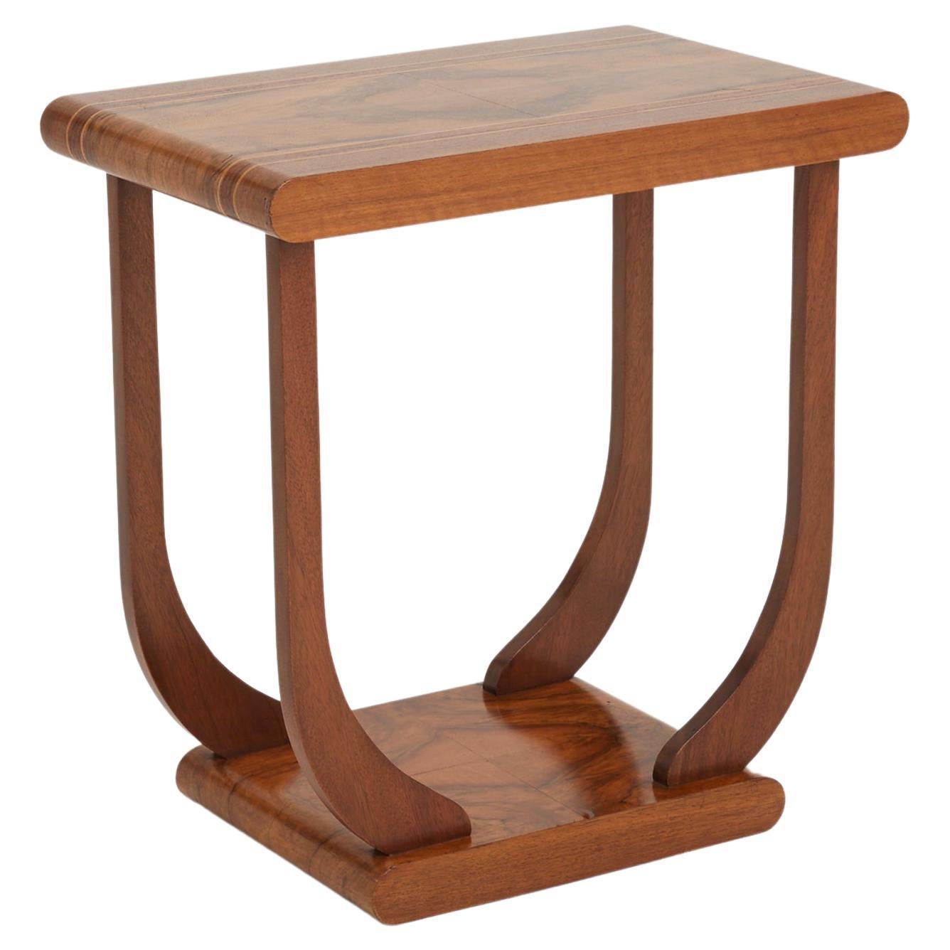 Art Deco French Side Table in Walnut with Chrome For Sale at 1stDibs