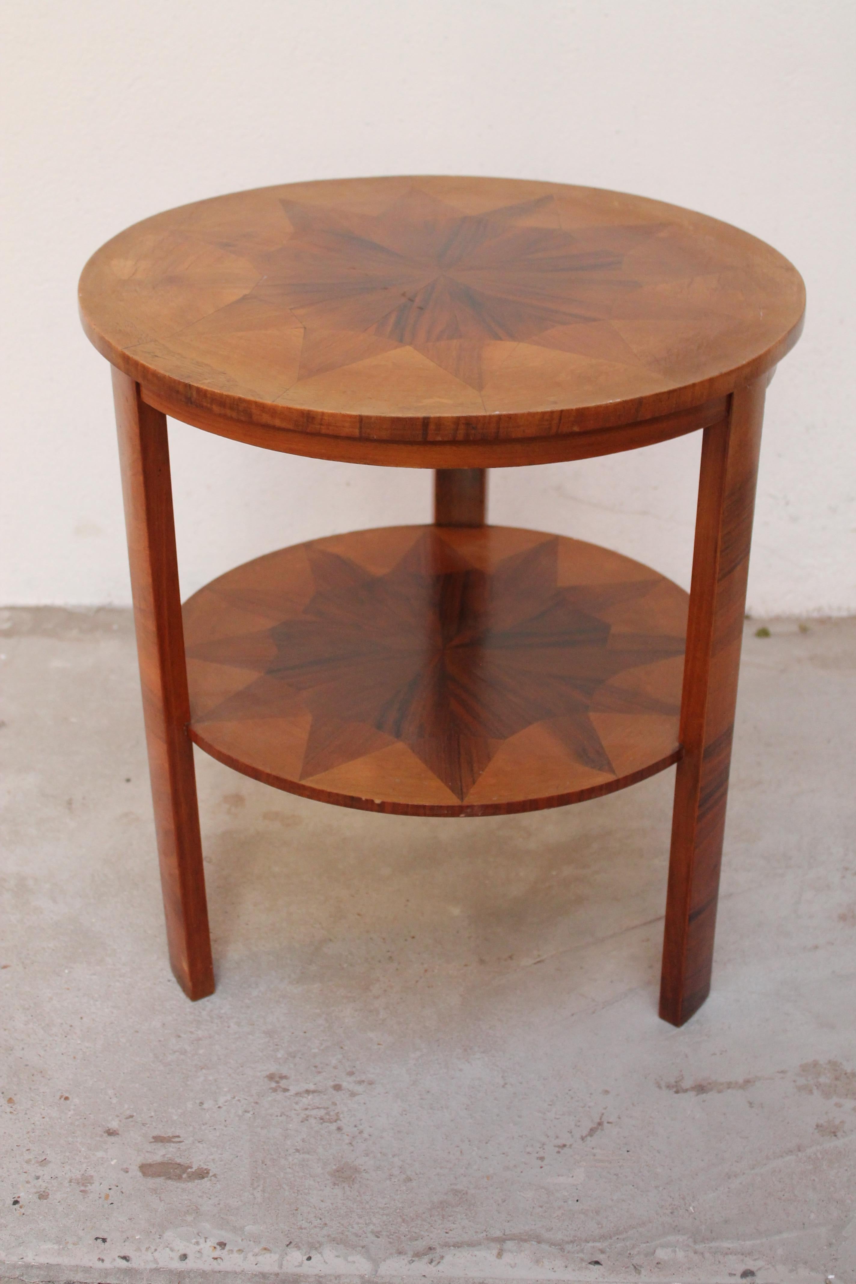 Art Deco walnut side table, French, 1930s.