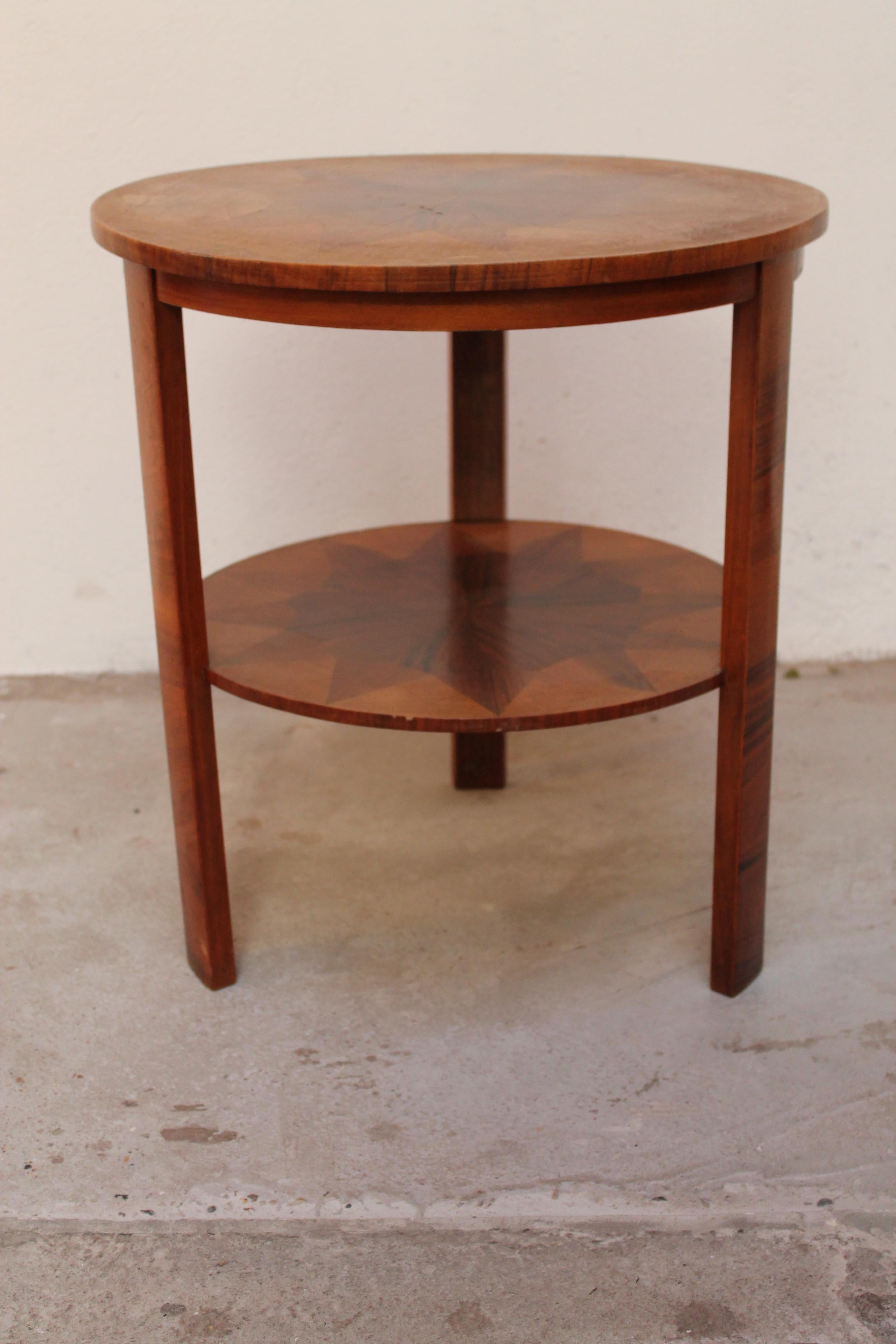 Art Deco Walnut Side Table, French, 1930s 1