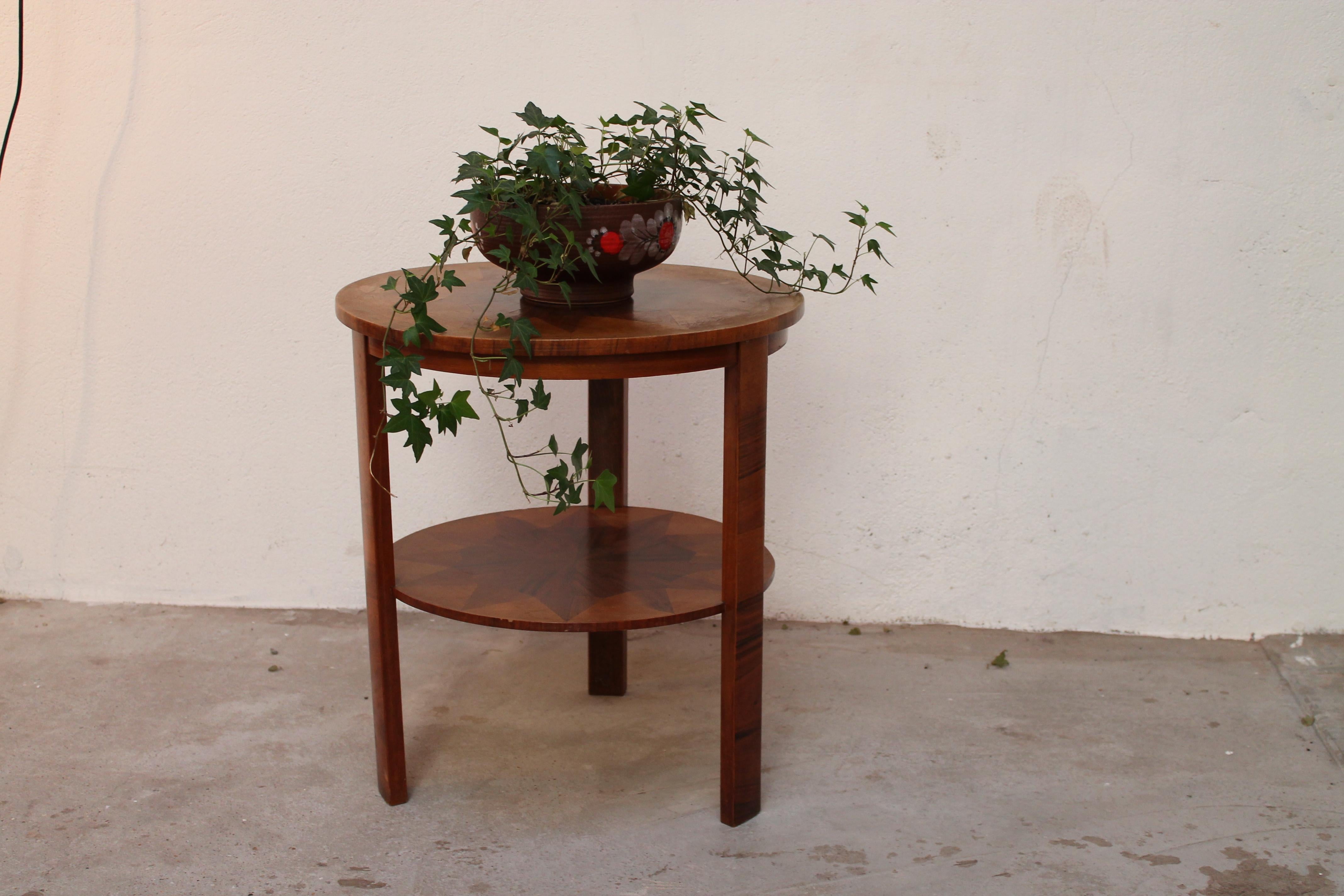 Art Deco Walnut Side Table, French, 1930s 2