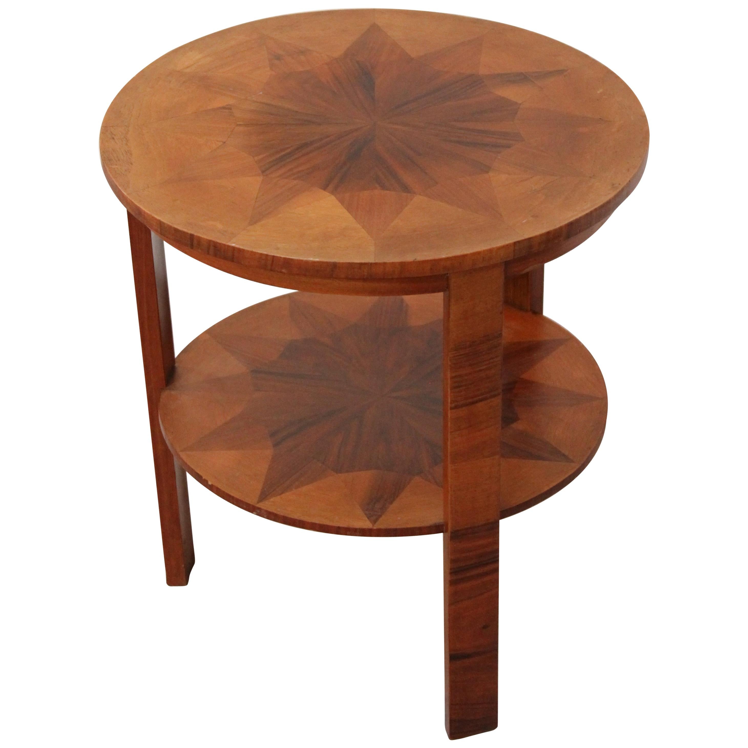 Art Deco Walnut Side Table, French, 1930s