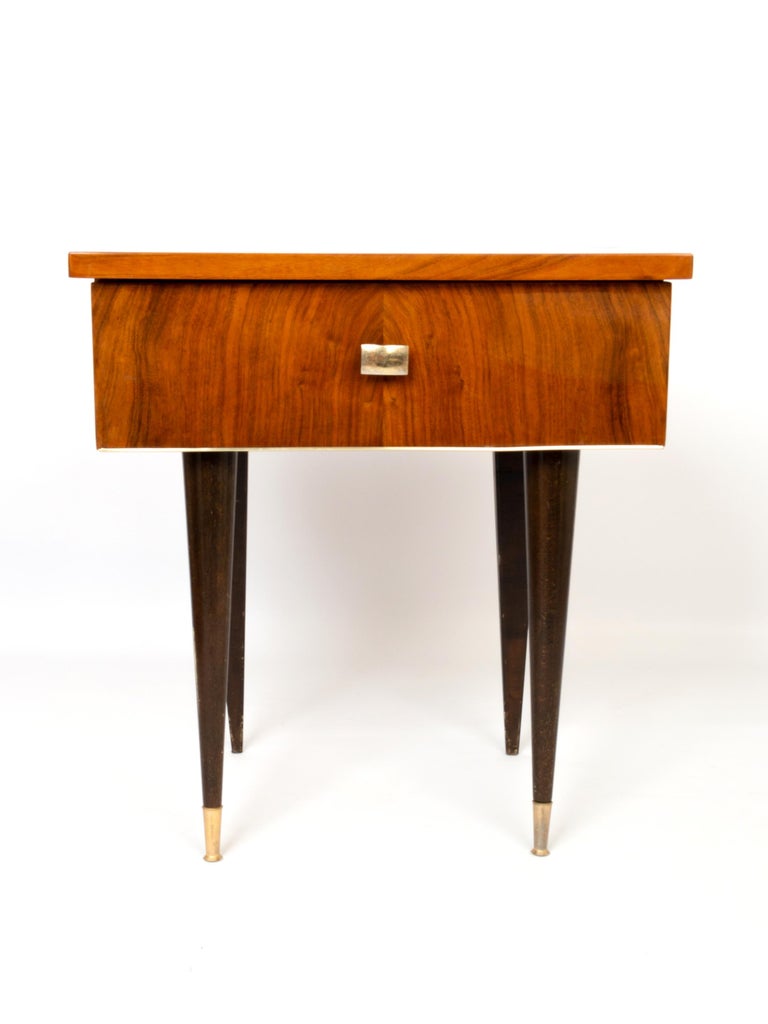 French Art Deco Walnut Side Table Night Stand, France, C.1940 For Sale