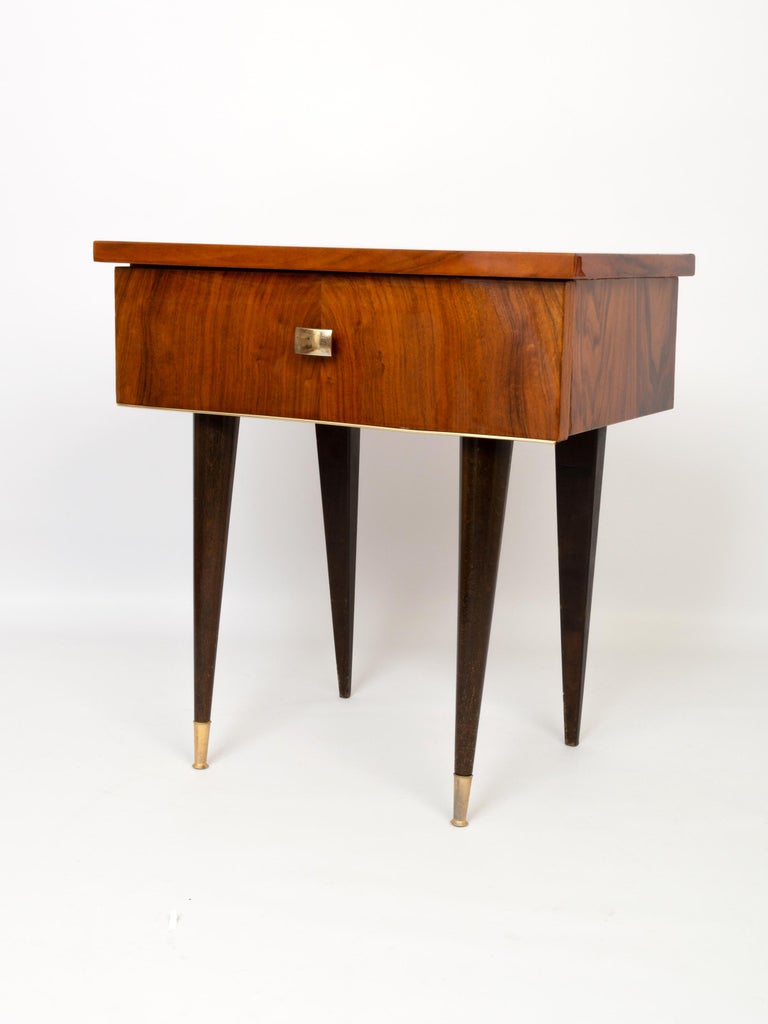 Art Deco Walnut Side Table Night Stand, France, C.1940 In Good Condition For Sale In London, GB