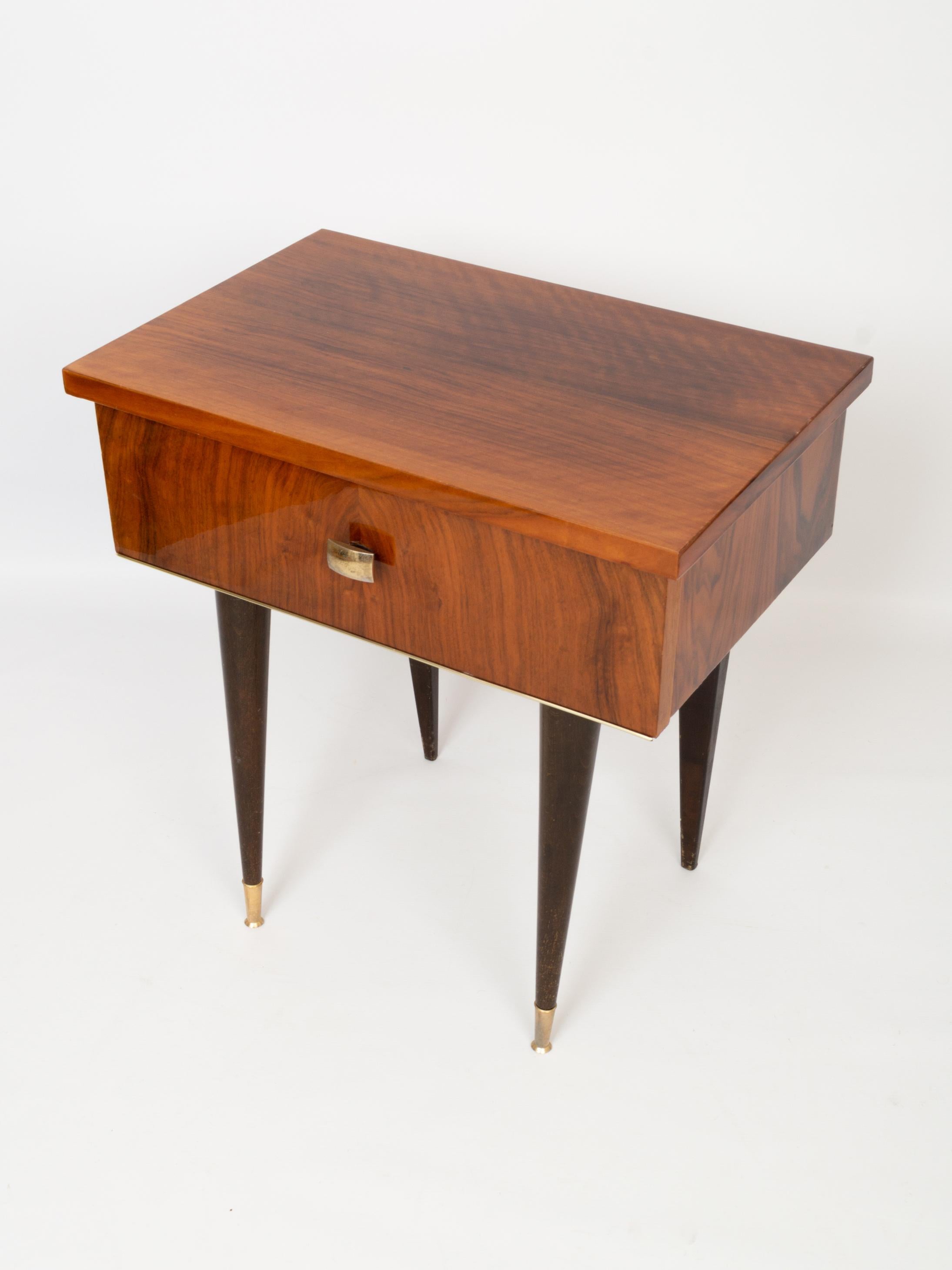 20th Century Art Deco Walnut Side Table Night Stand, France, C.1940 For Sale