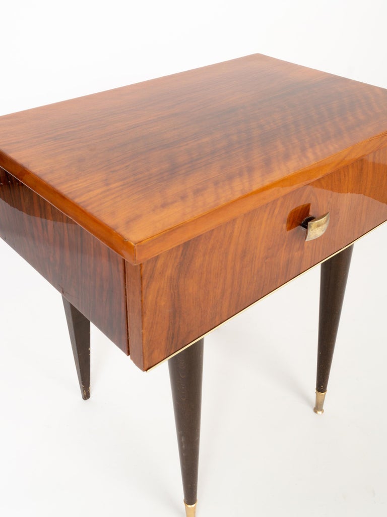 Art Deco Walnut Side Table Night Stand, France, C.1940 For Sale 1