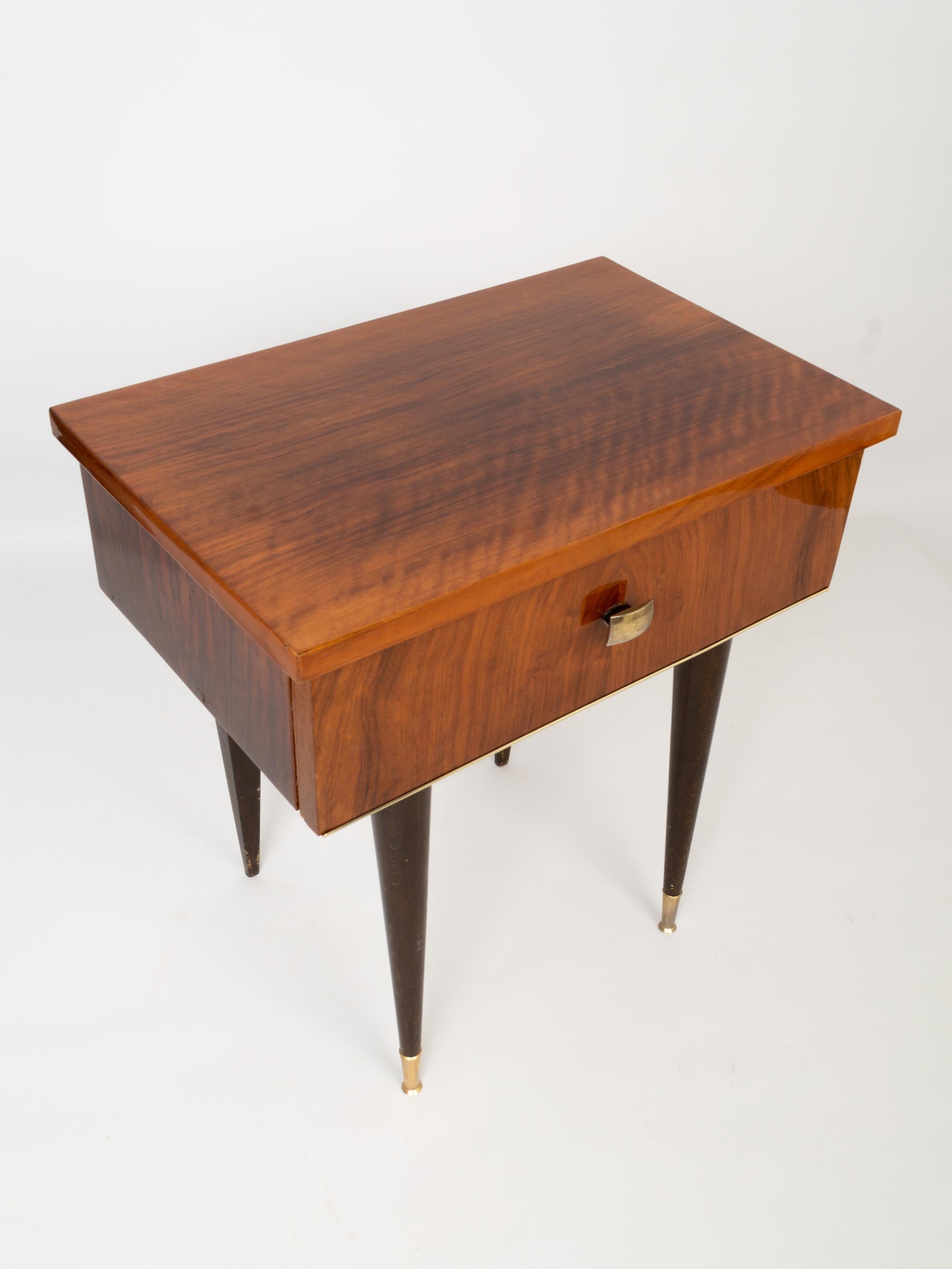 Art Deco Walnut Side Table Night Stand, France, C.1940 For Sale 2