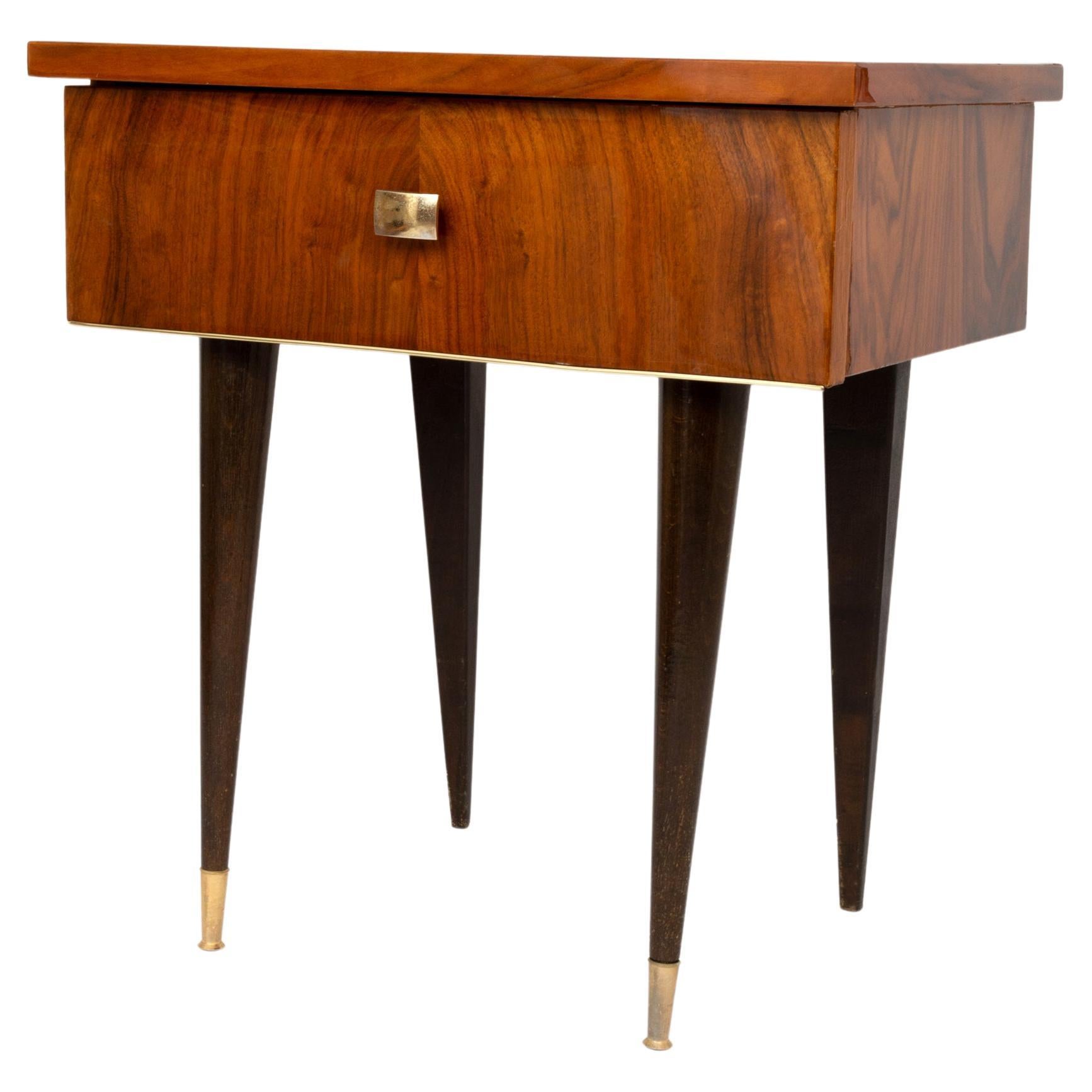 Art Deco Walnut Side Table Night Stand, France, C.1940 For Sale