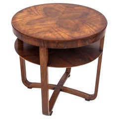 Art Deco Walnut Side Table, Poland, 1940s