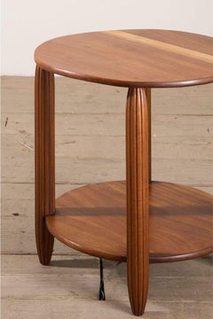 Art Deco walnut side table with reeded legs