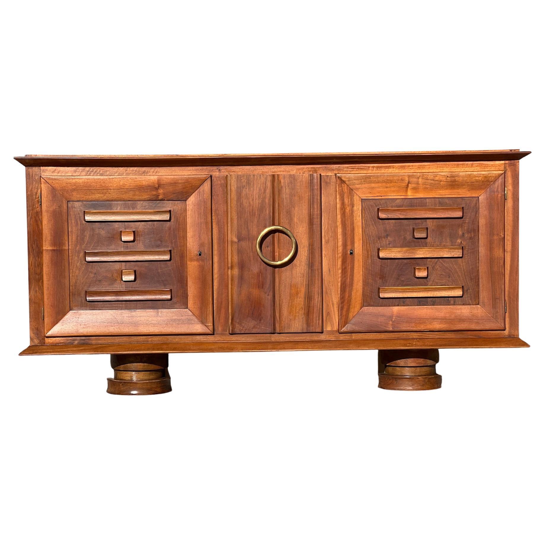 Art Deco walnut sideboard 1940 in the taste of Gaston Poisson