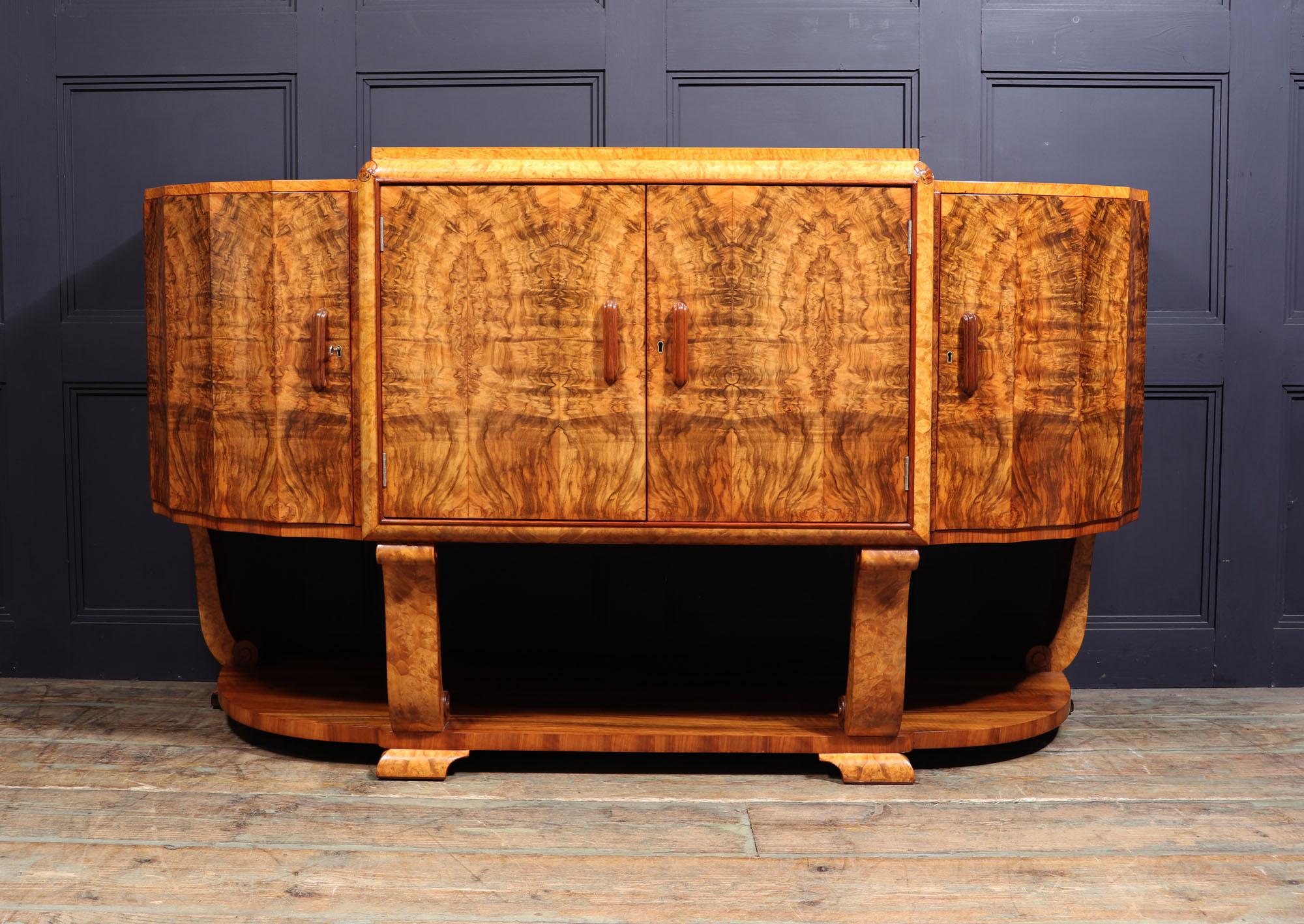 Art Deco Walnut Sideboard by Hillie In Excellent Condition In Paddock Wood Tonbridge, GB