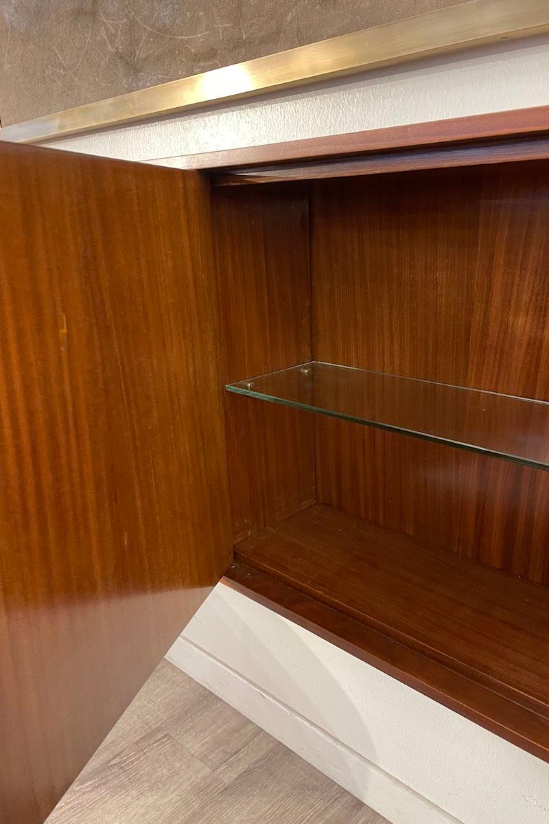 Art Deco Walnut Sideboard-Cabinet With Gilded Stucco On Doors in vendita 6