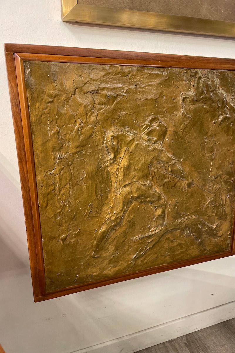 Art Deco Walnut Sideboard-Cabinet With Gilded Stucco On Doors in vendita 1