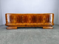 Art Deco Walnut Sideboard, Czechoslovakia, 1930s