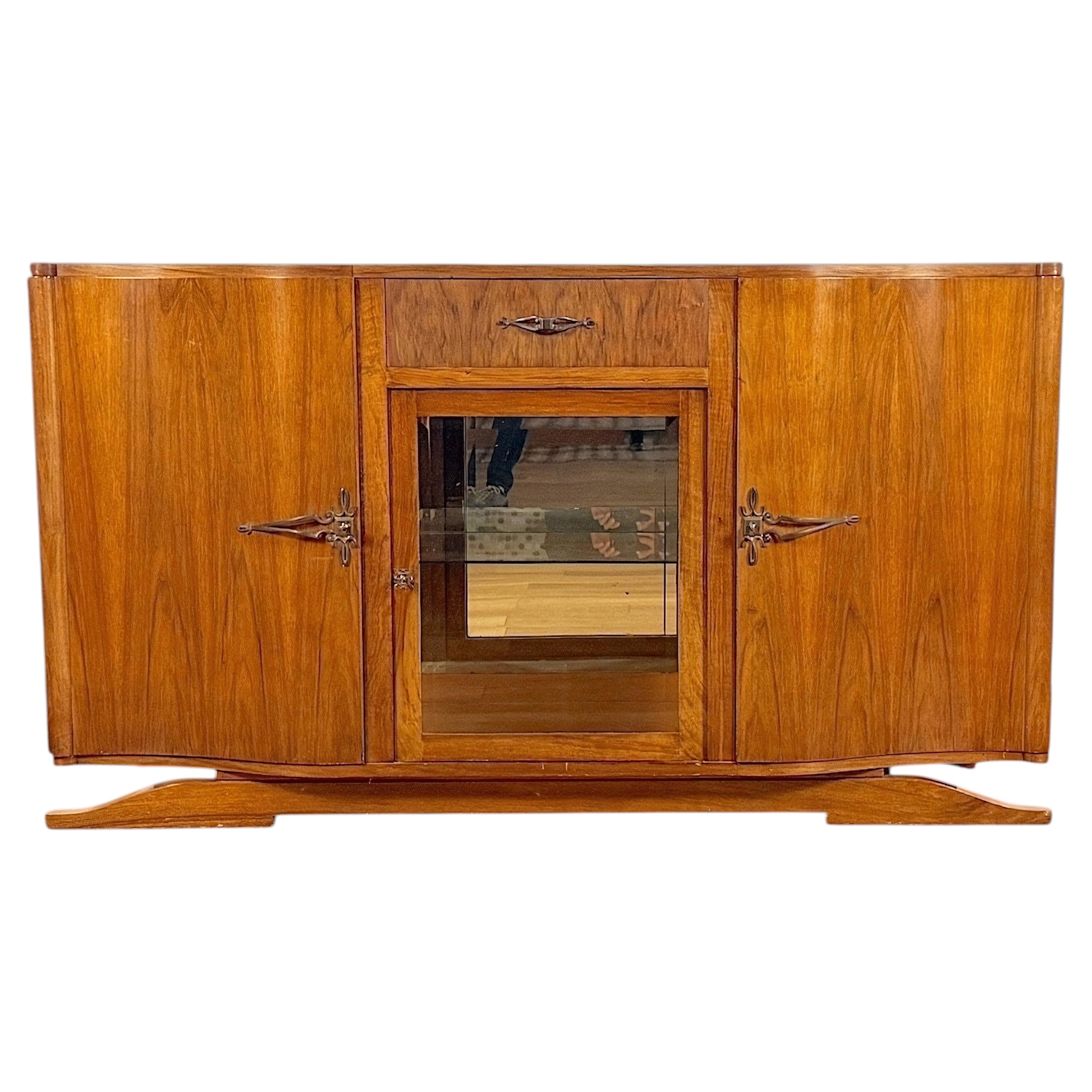 Art Deco Walnut Sideboard, France, 1930s For Sale