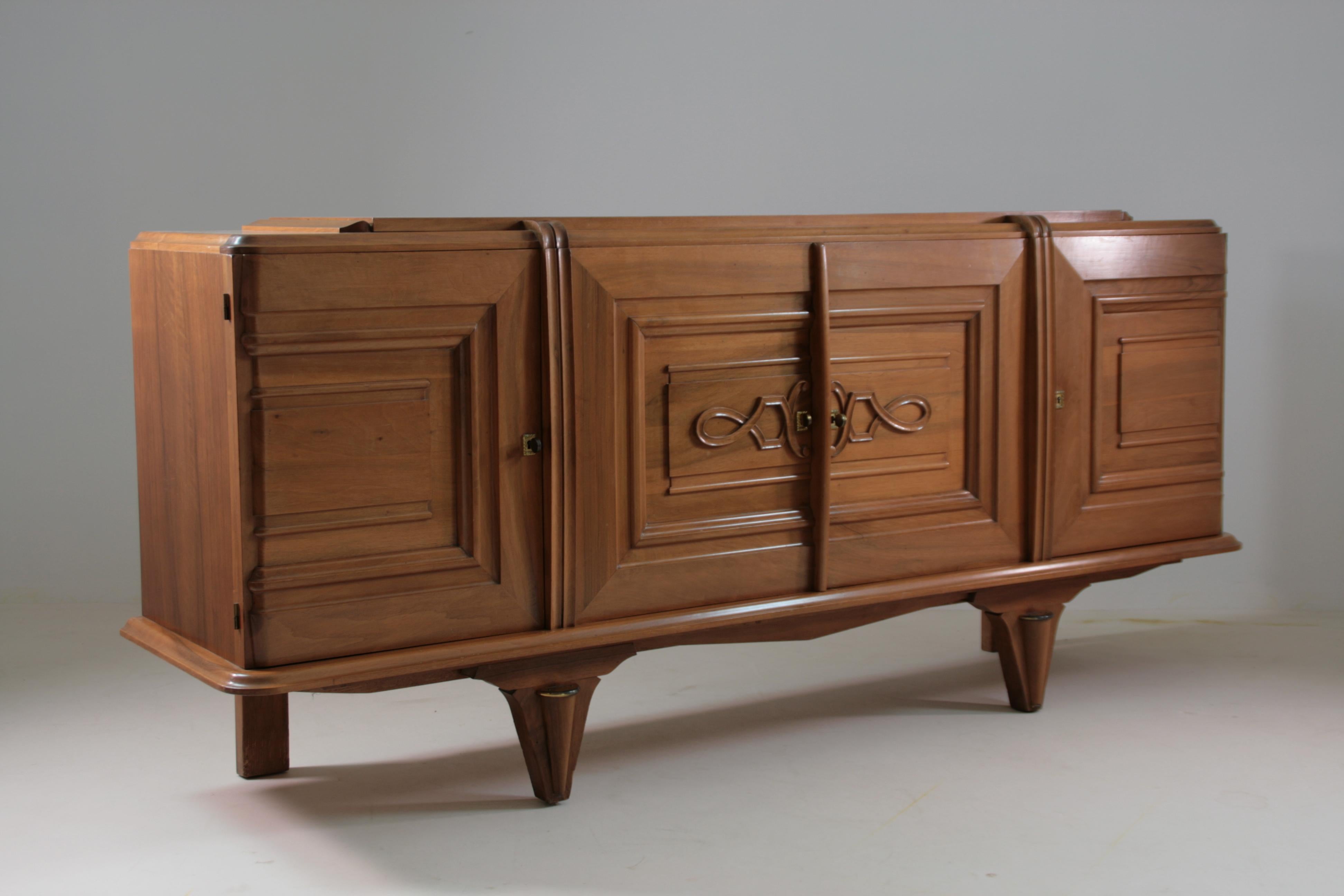 Credenza Art Déco in noce, Francia, anni '40 in vendita 5