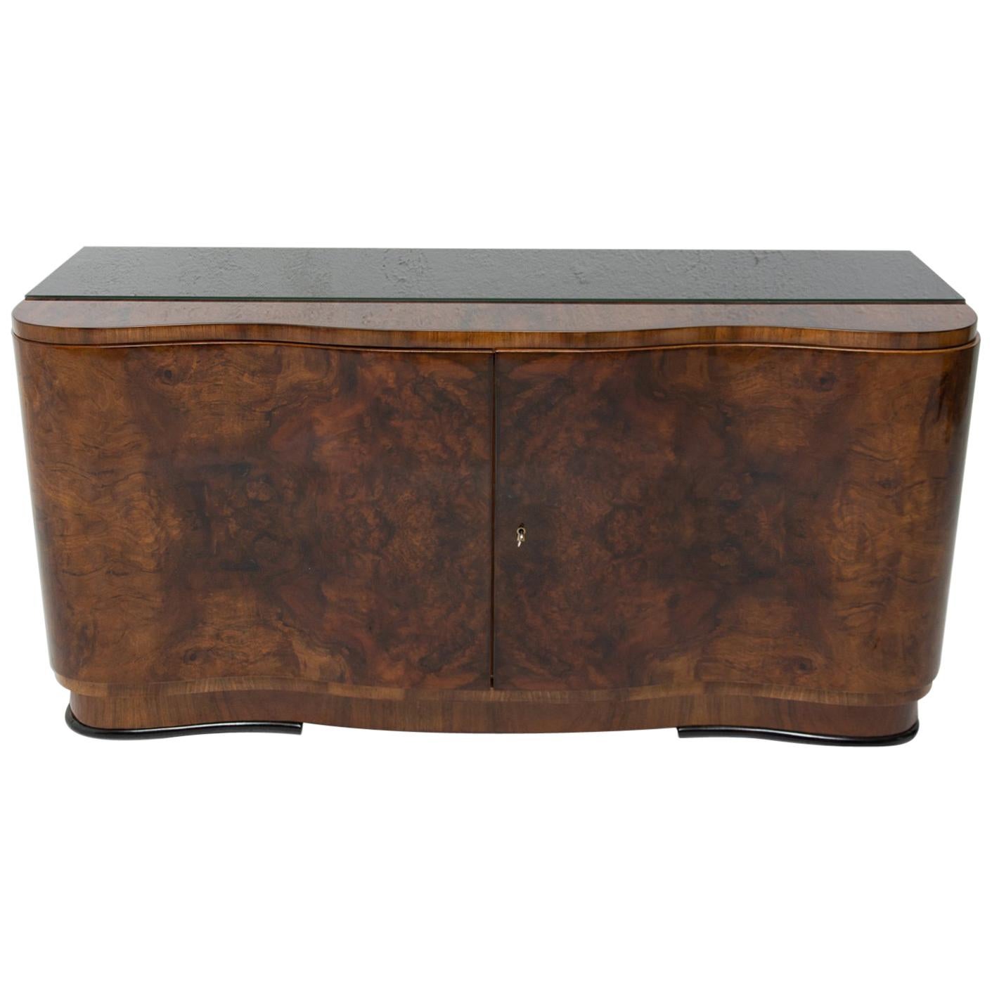 Art Deco Walnut Sideboard or Buffet, 1930s, Bohemia For Sale