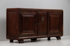 Art Deco Walnut Sideboard with Brass Hardware, France, 1930s