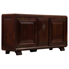 Art Deco Walnut Sideboard with Brass Hardware, France, 1930s