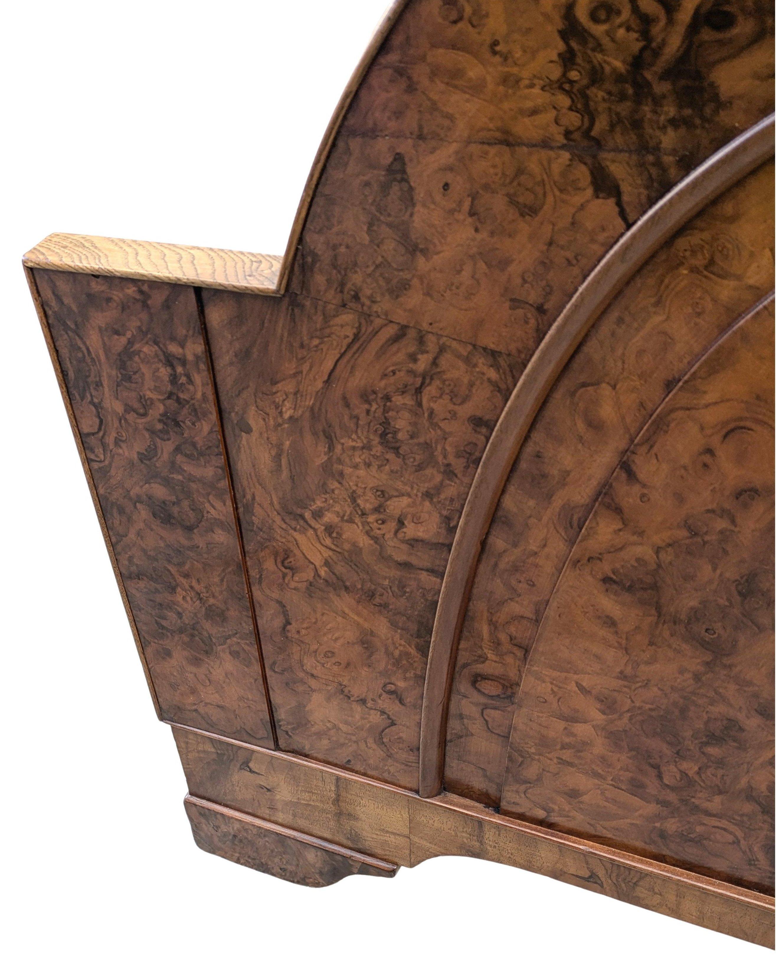 Iron Art Deco Walnut Single Bed, English, c1930s For Sale