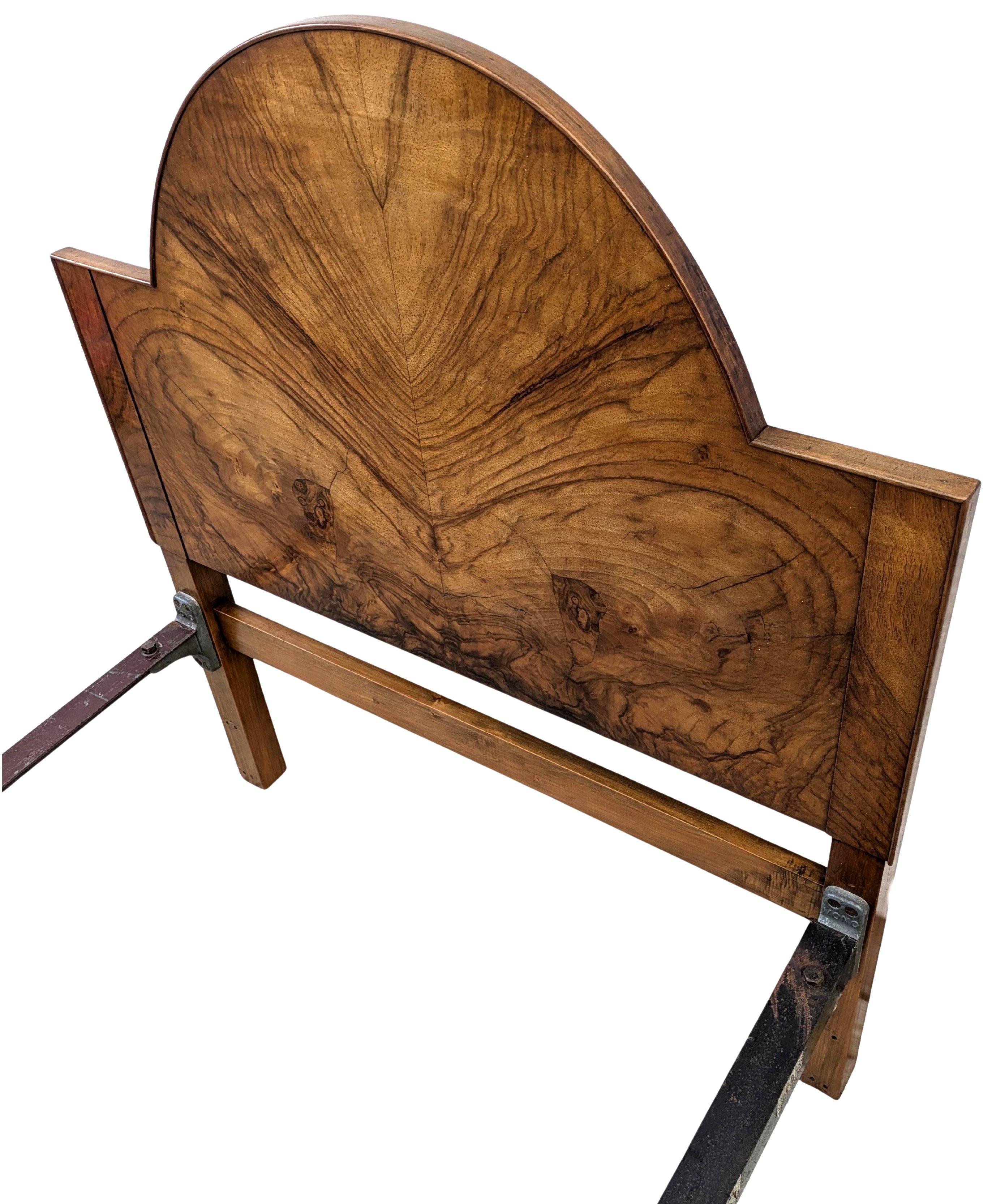 Art Deco Walnut Single Bed, English, c1930s For Sale 3