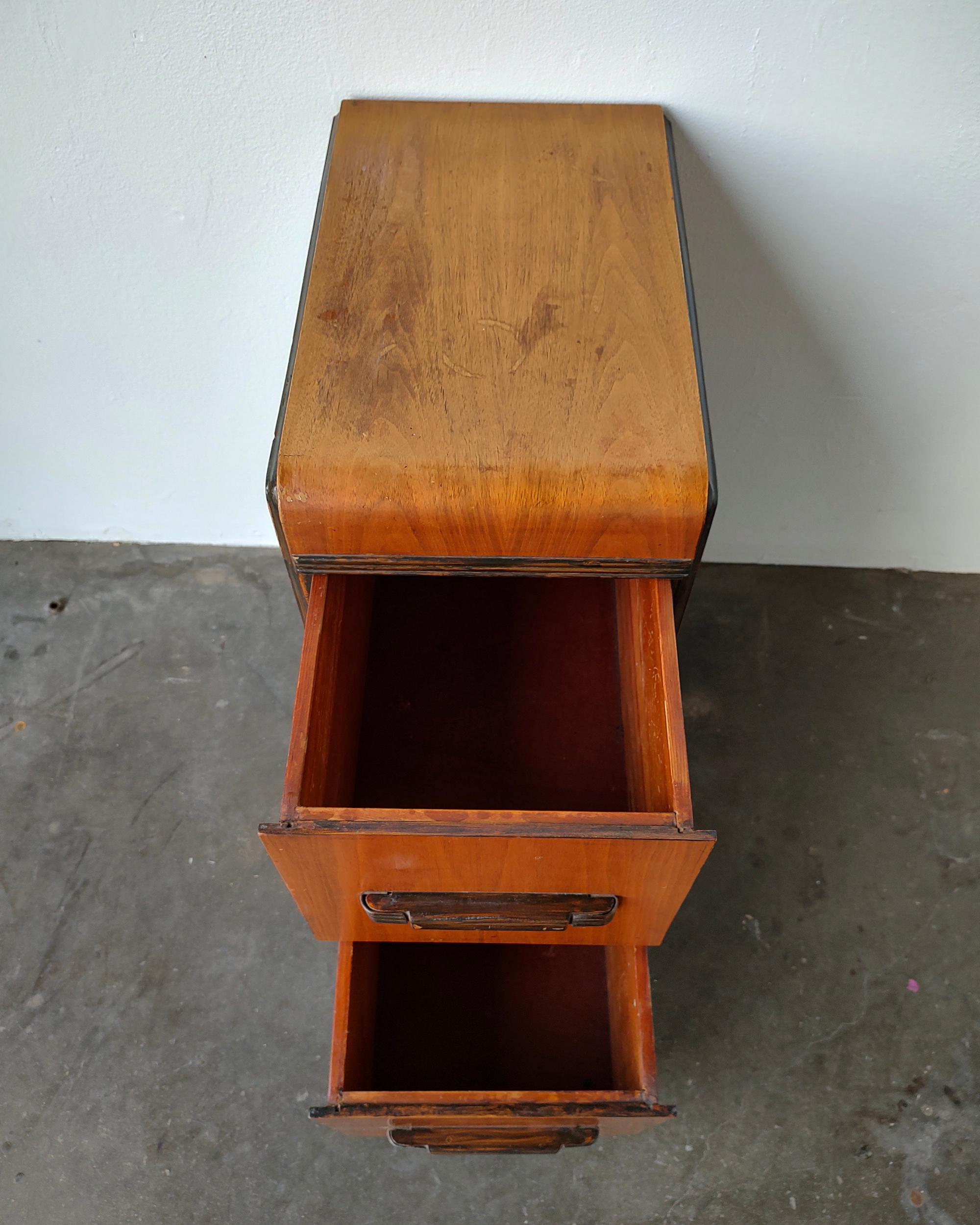 Wood Art Deco Walnut Single Nightstand For Sale