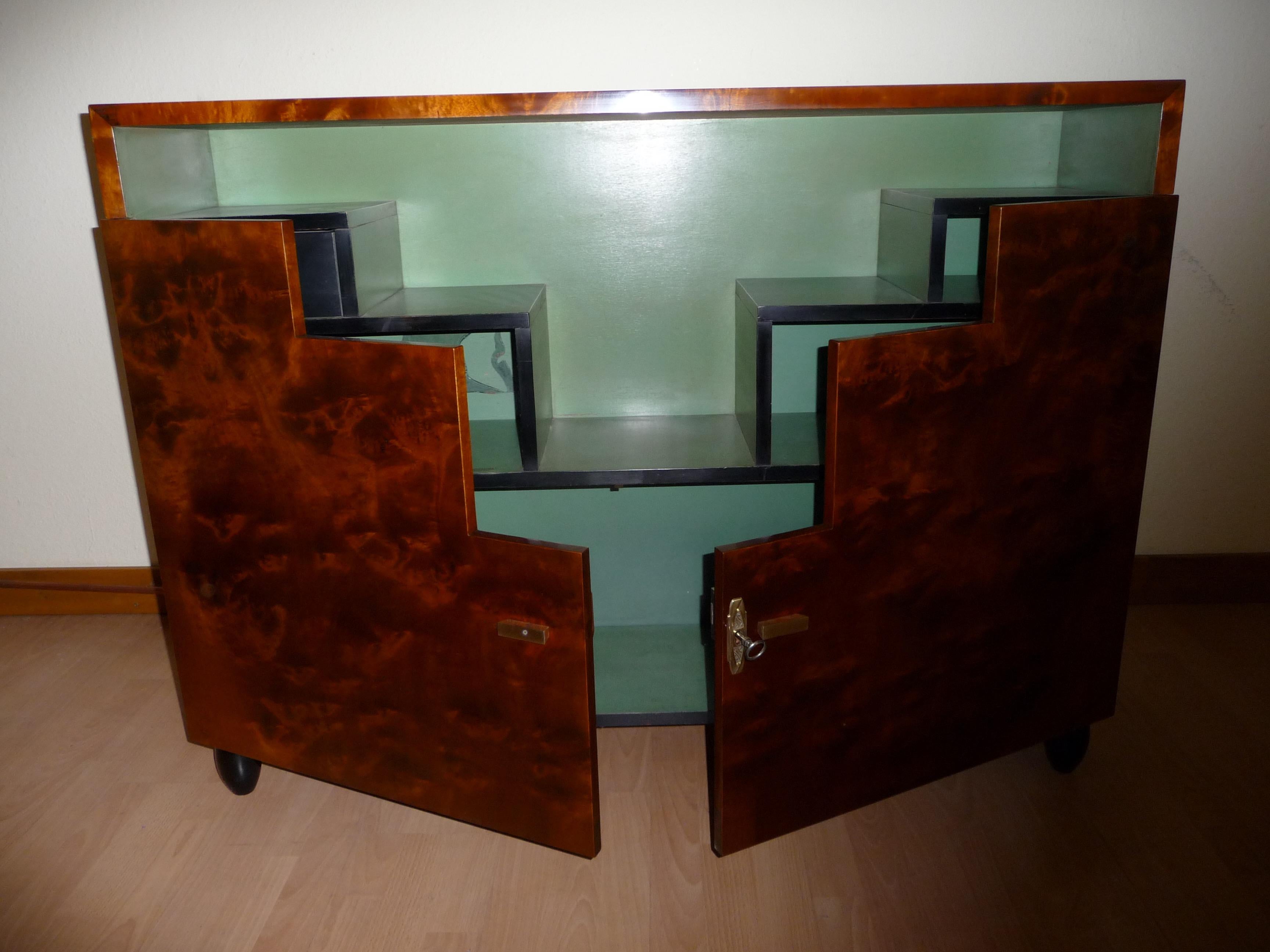 Mid-20th Century Art Deco Walnut Skyscraper Cabinet / Bookcase in the Manner of Paul T.Frankl For Sale