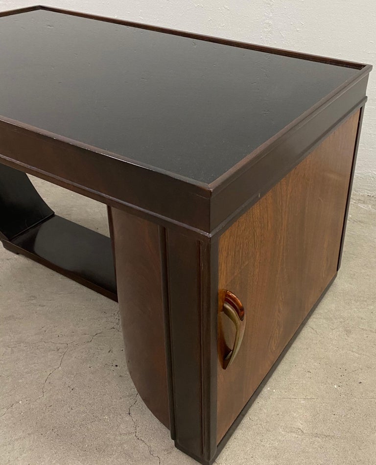 Art Deco Walnut and Smokey Glass Bar / Cocktail Table, circa 1920s at