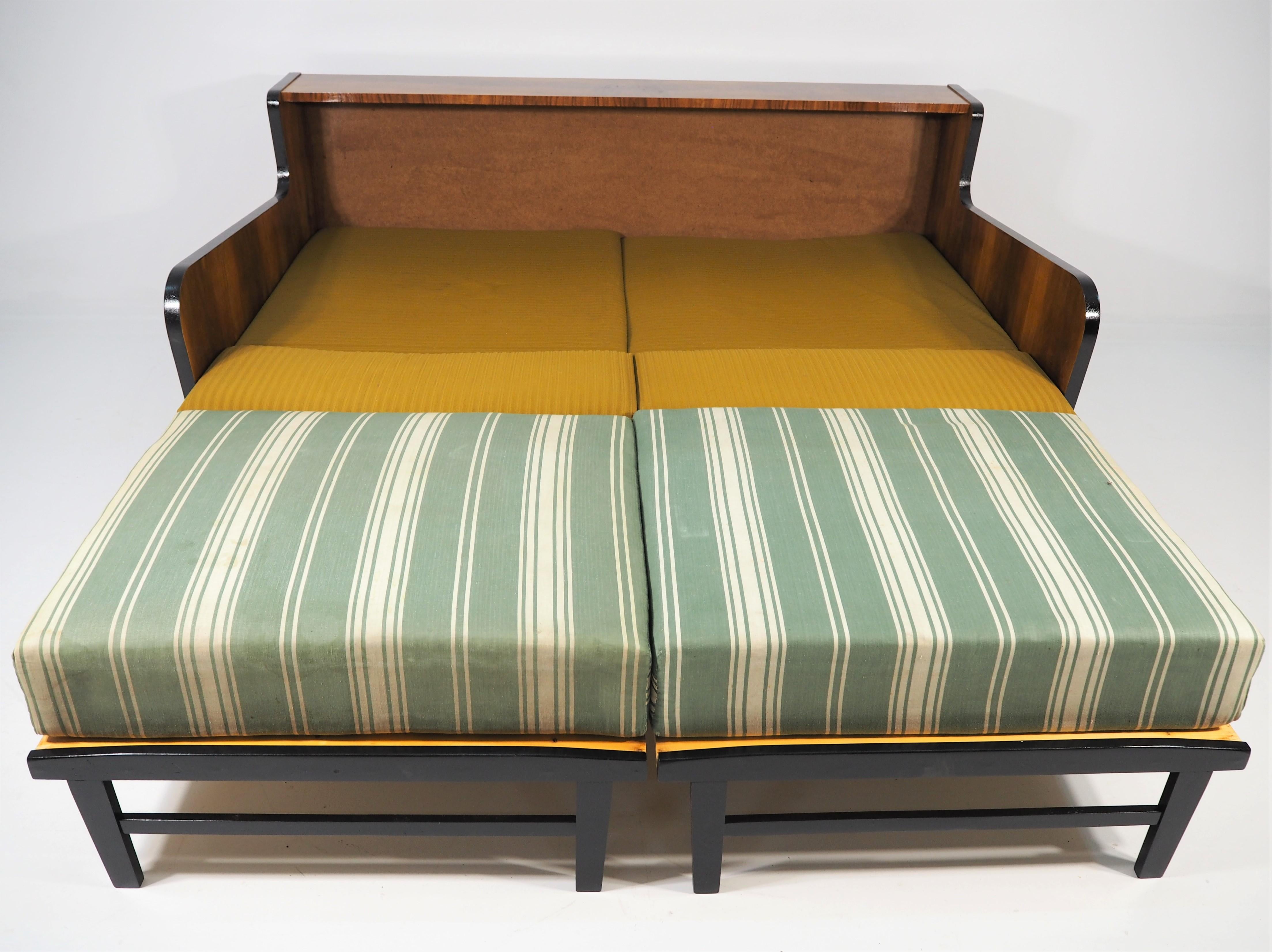 Art Deco Walnut Sofa Bed, 1960s 5