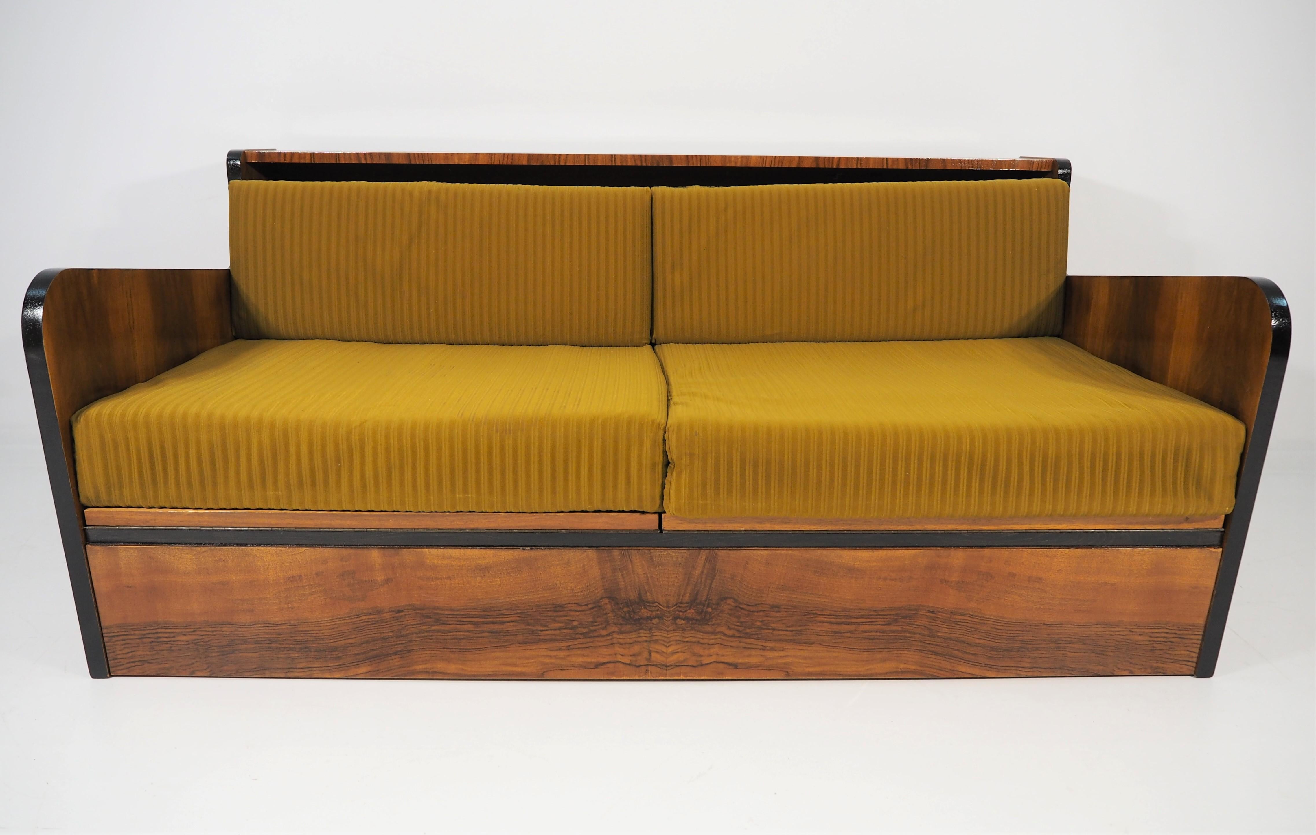 Art Deco Walnut Sofa Bed, 1960s 6