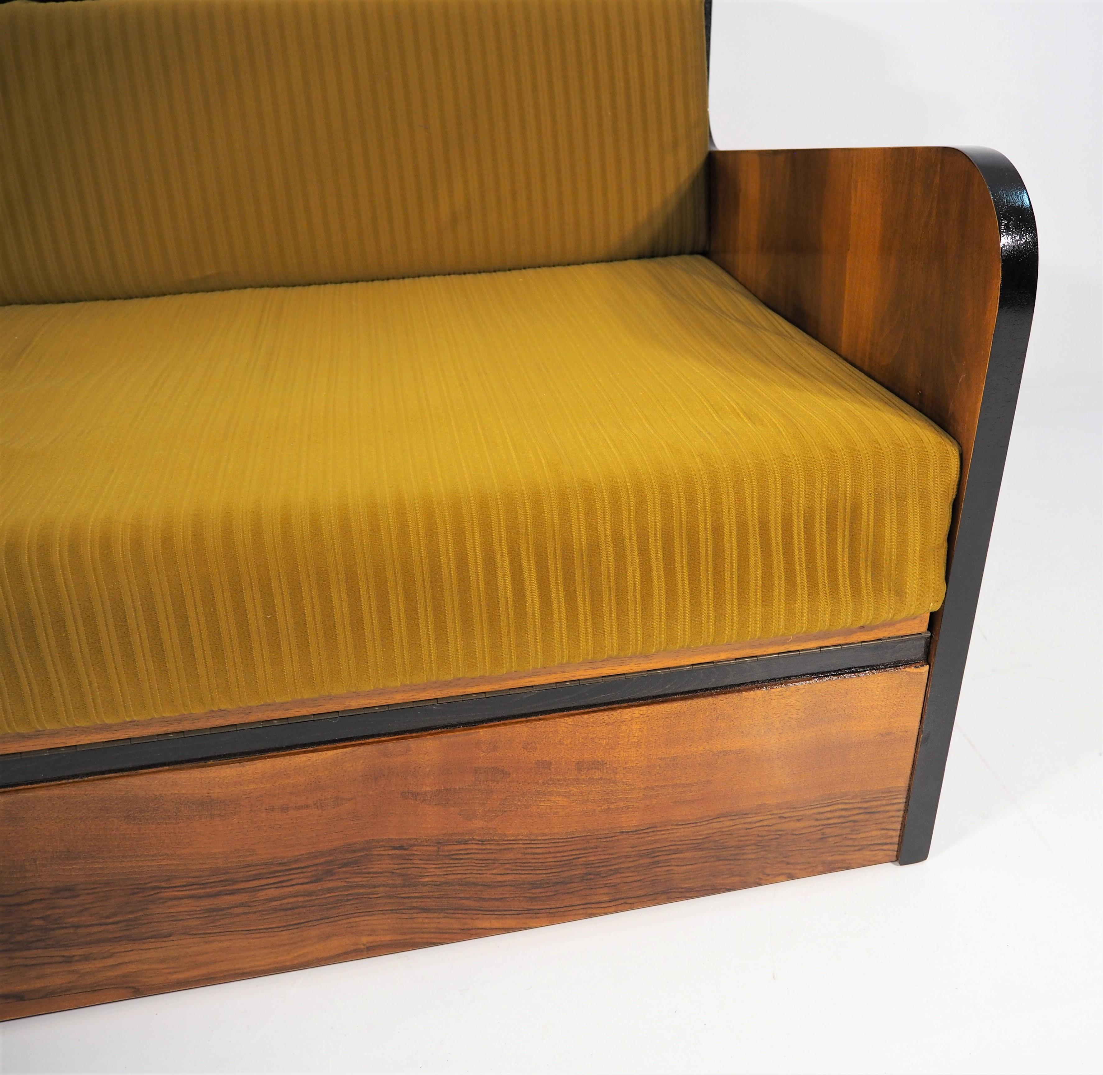 Veneer Art Deco Walnut Sofa Bed, 1960s