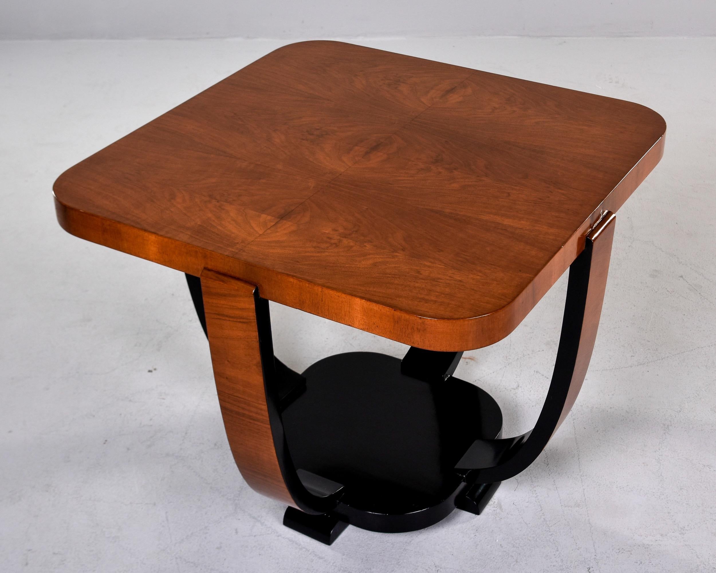 Art Deco Walnut Square Shaped Side Table with Black Detailing 5