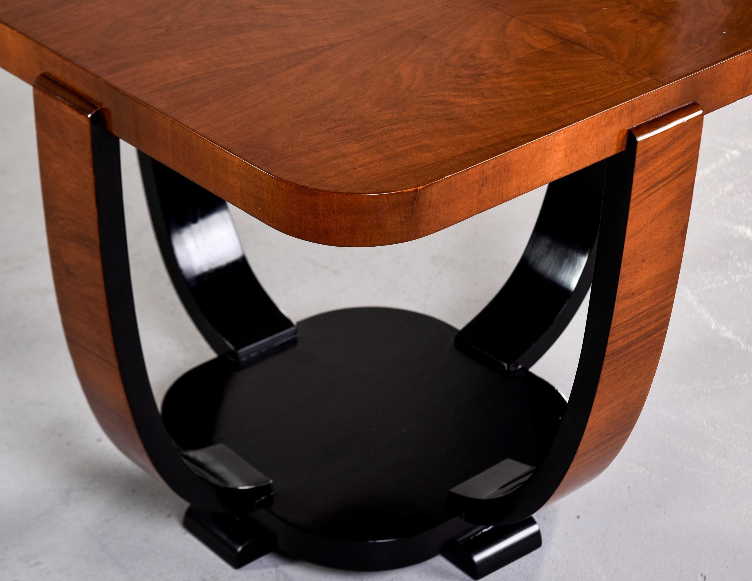 Art Deco Walnut Square Shaped Side Table with Black Detailing 6