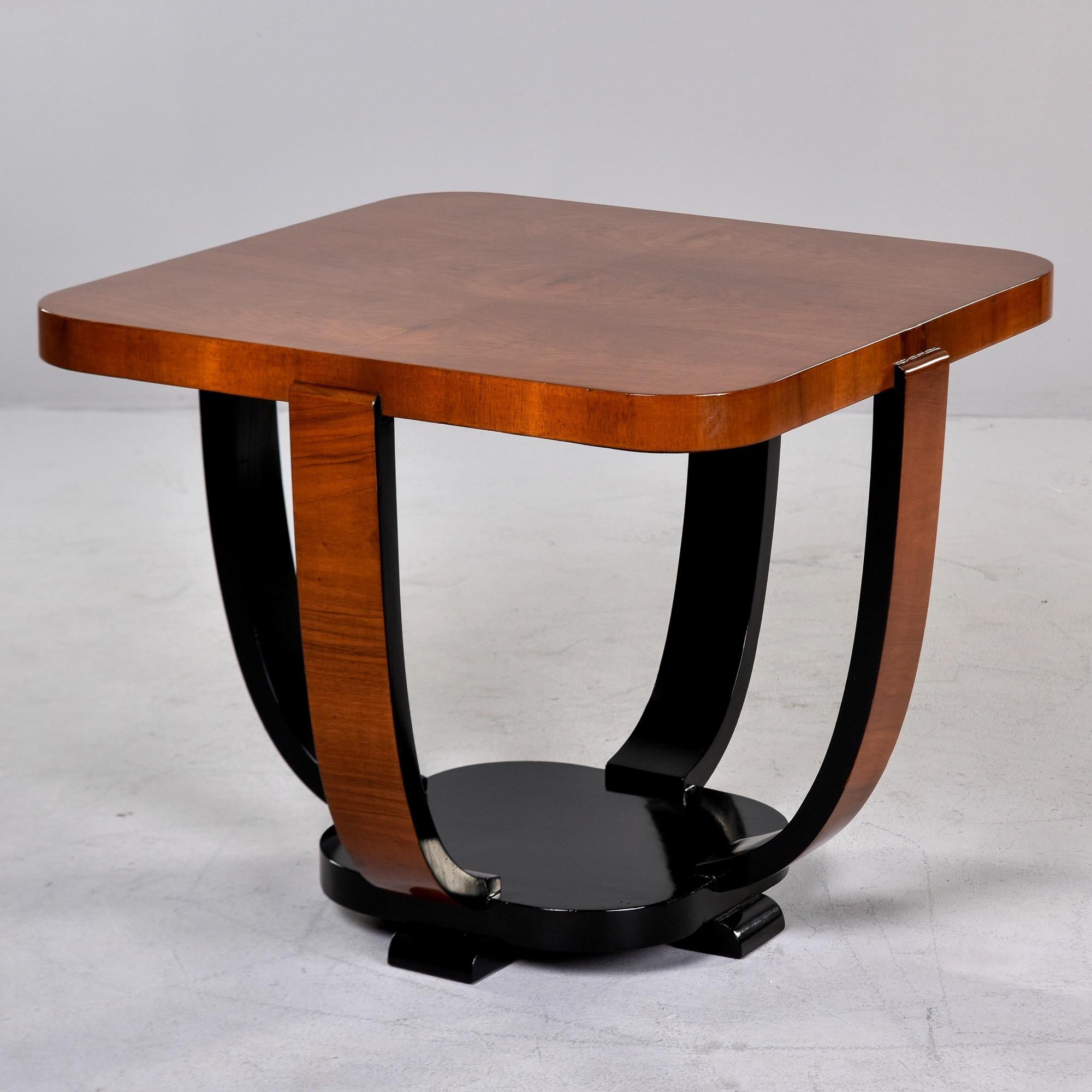 Art Deco Walnut Square Shaped Side Table with Black Detailing In Good Condition In Troy, MI
