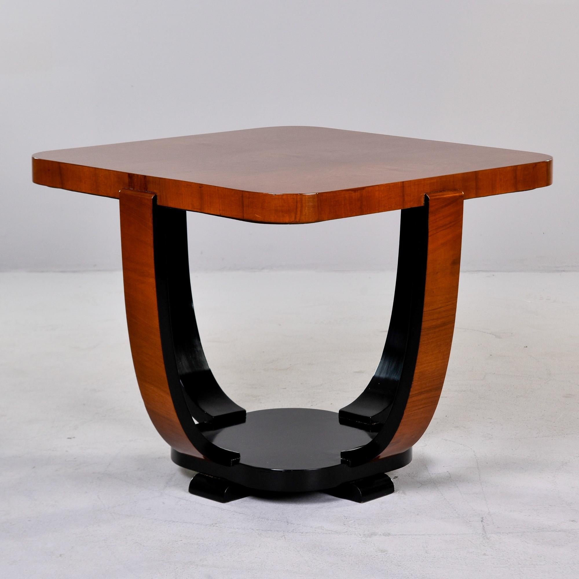 Art Deco Walnut Square Shaped Side Table with Black Detailing 1