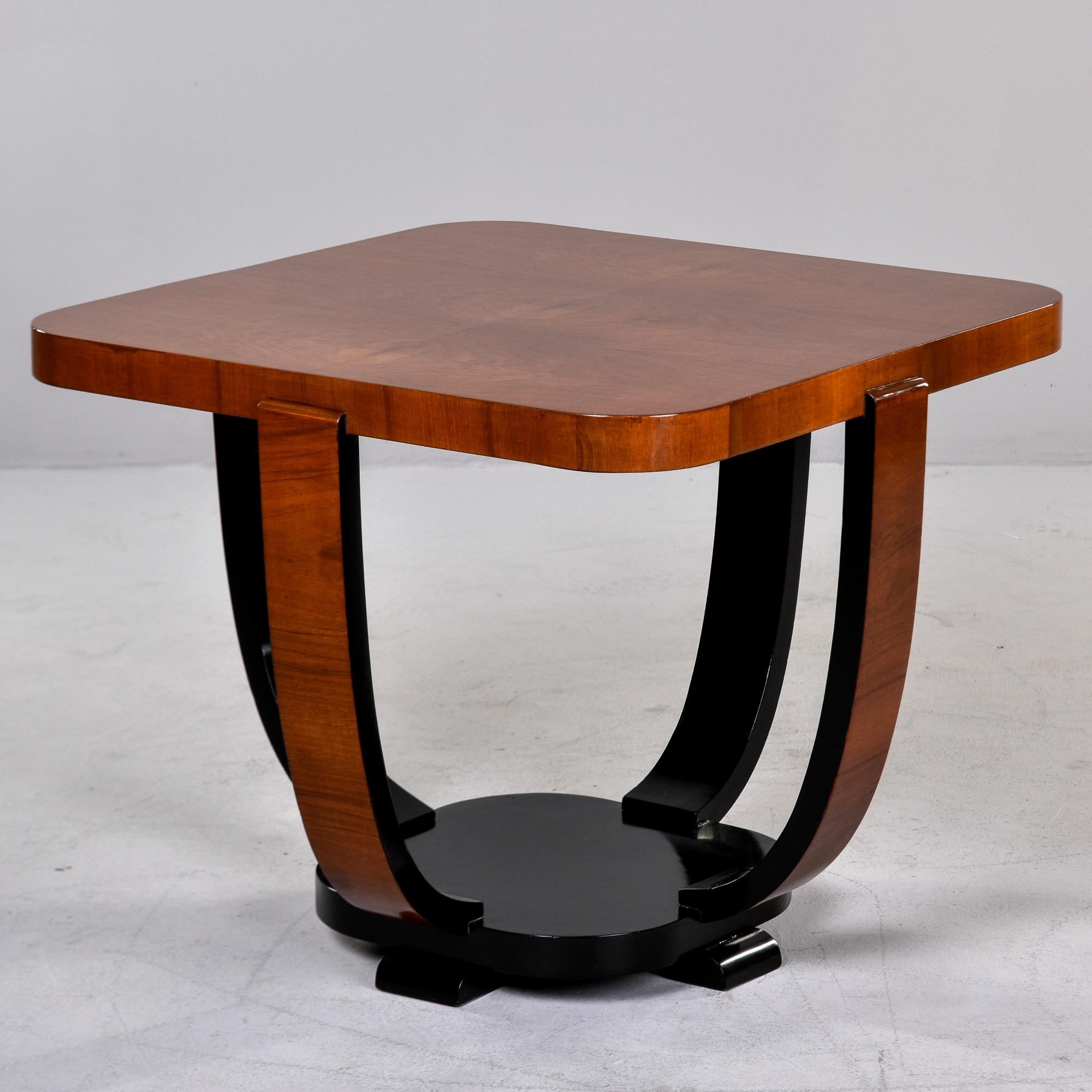 Art Deco Walnut Square Shaped Side Table with Black Detailing 2