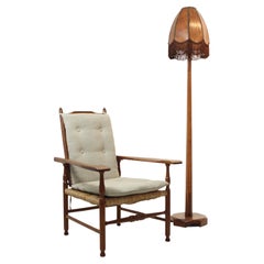Art Deco Walnut Standard Lamp and Shade