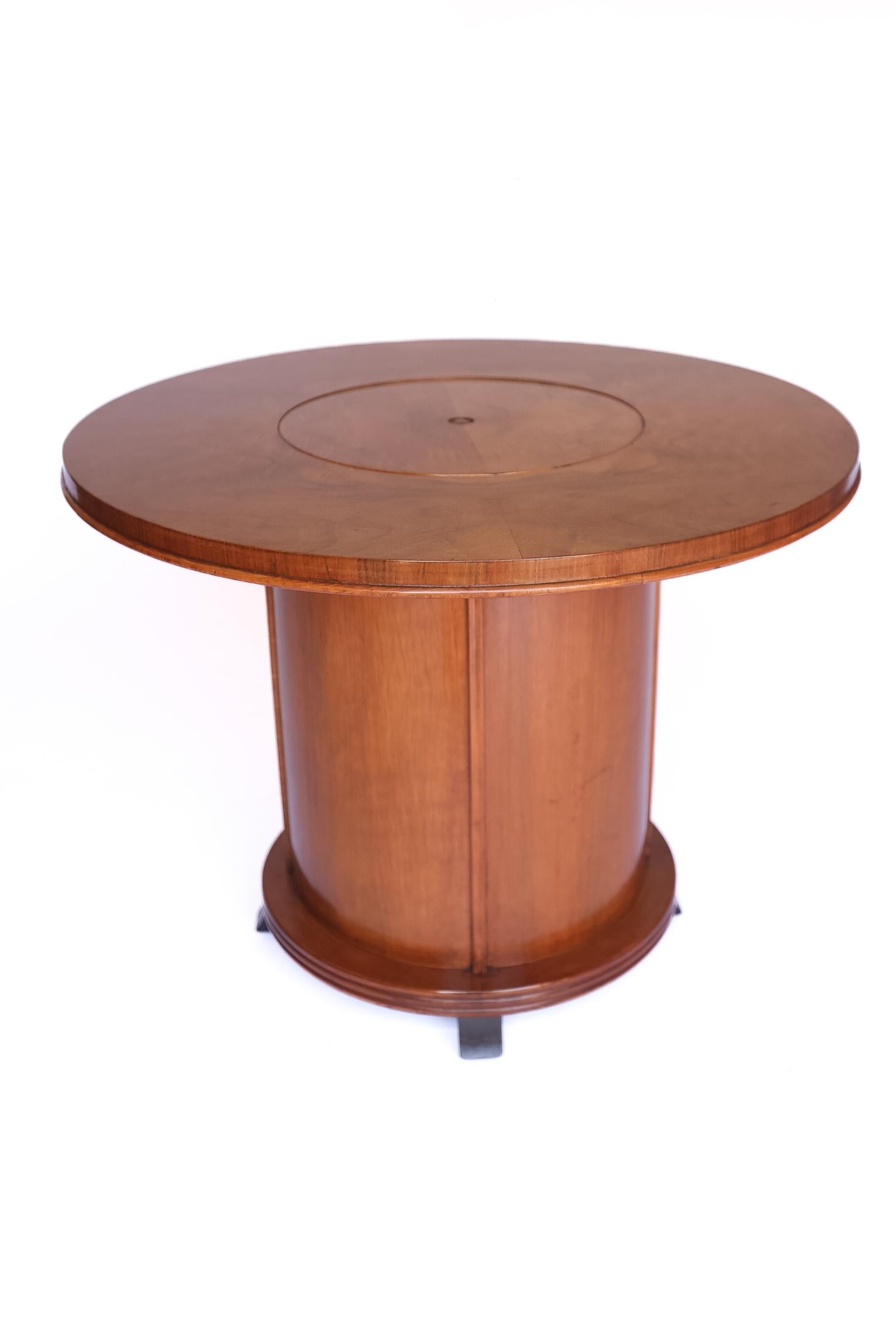 British Art Deco Walnut Surprise Cocktail Table 1930s For Sale