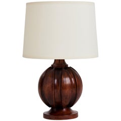 Antique Art Deco Walnut Table Lamp
