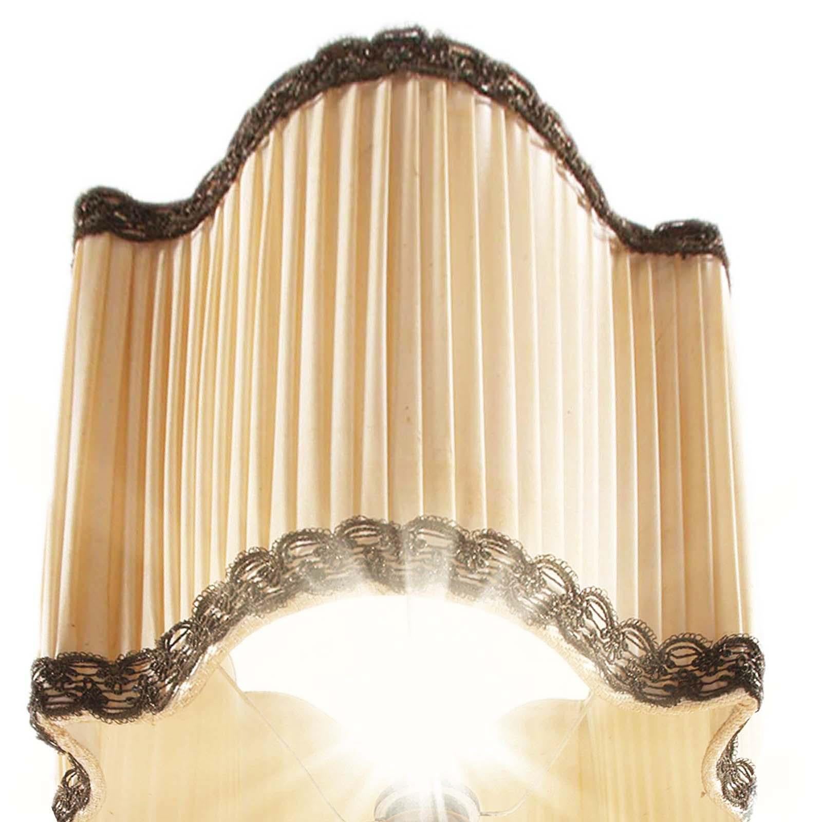 Italian Art Deco Walnut Table Lamp, With Precious Lampshade, 1930s For Sale