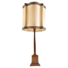 Lampada da tavolo Art Déco in noce, con paralume prezioso, anni '30