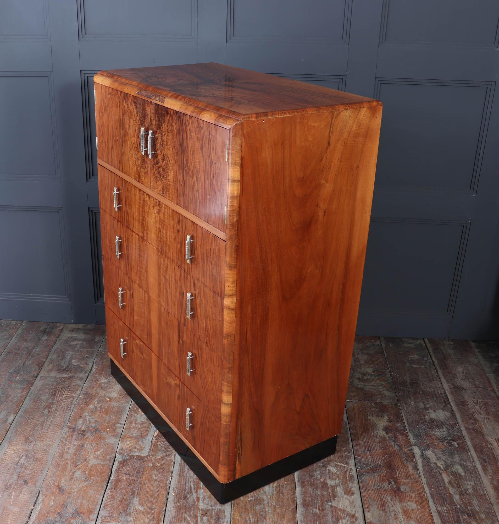 Art Deco Walnut Tallboy c1930 6