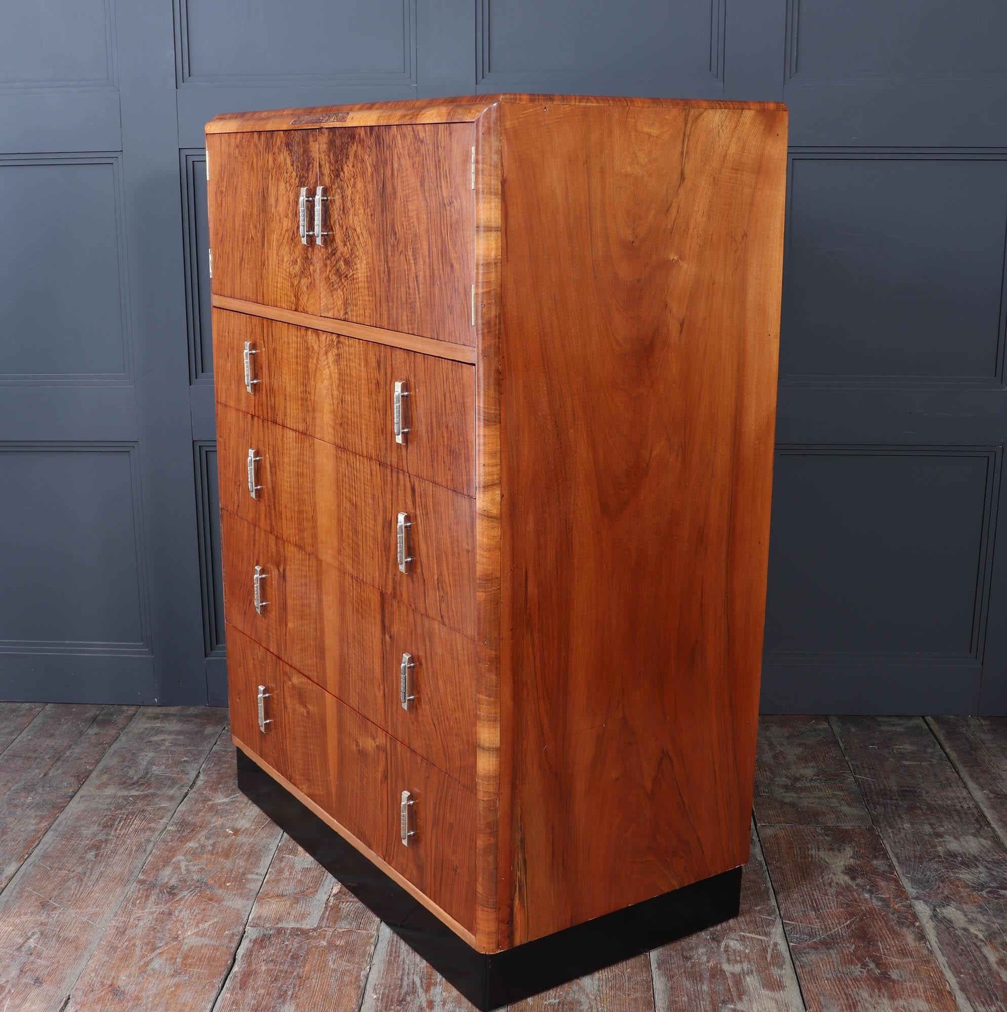Art Deco Walnut Tallboy c1930 7