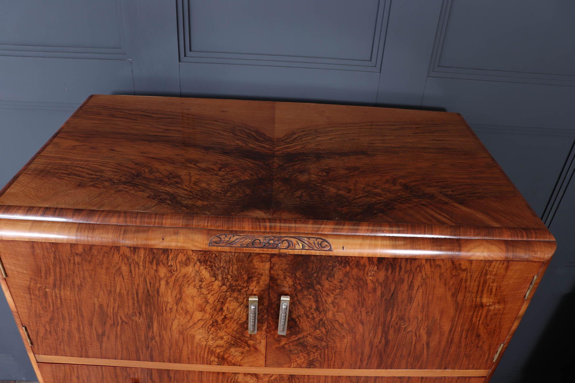 Mid-20th Century Art Deco Walnut Tallboy c1930